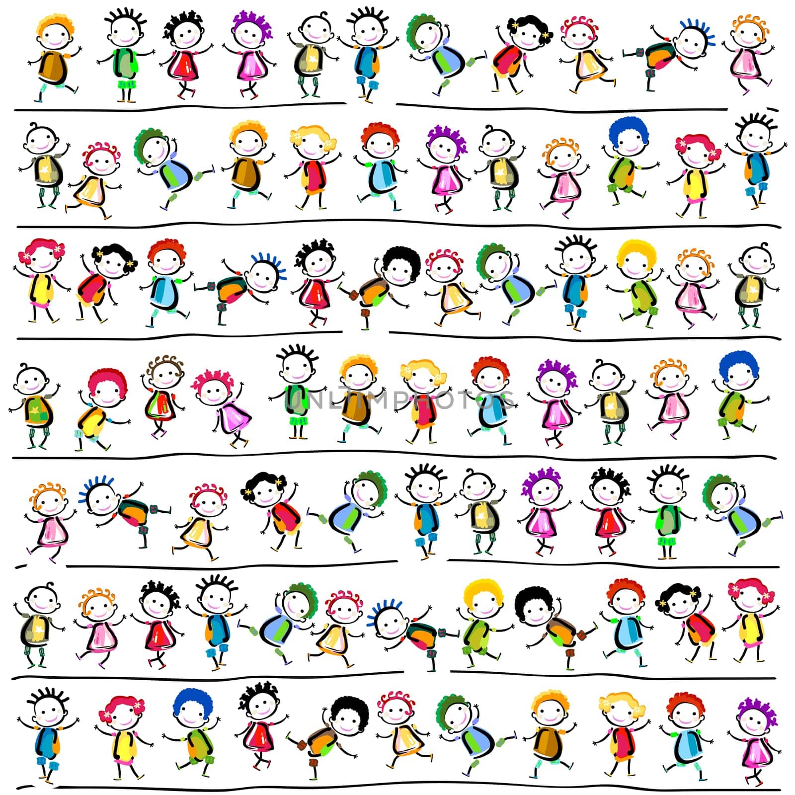 group of happy children playing