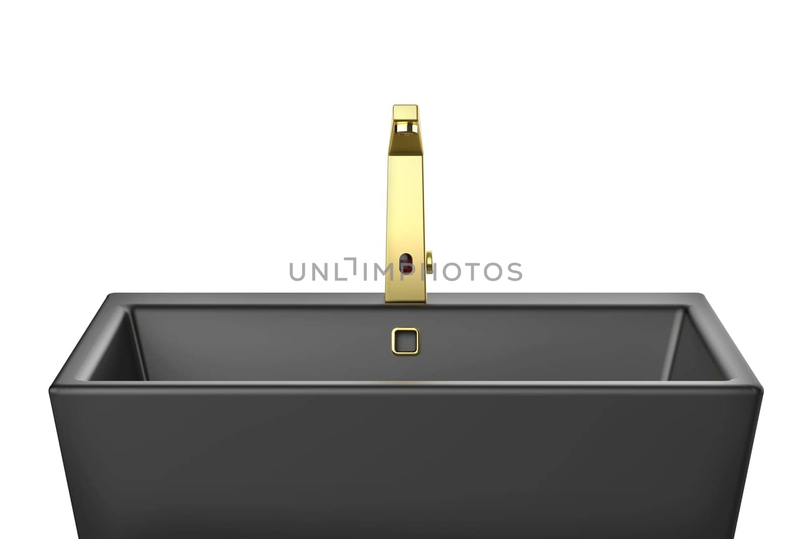 Ceramic black wash basin with golden sensor faucet