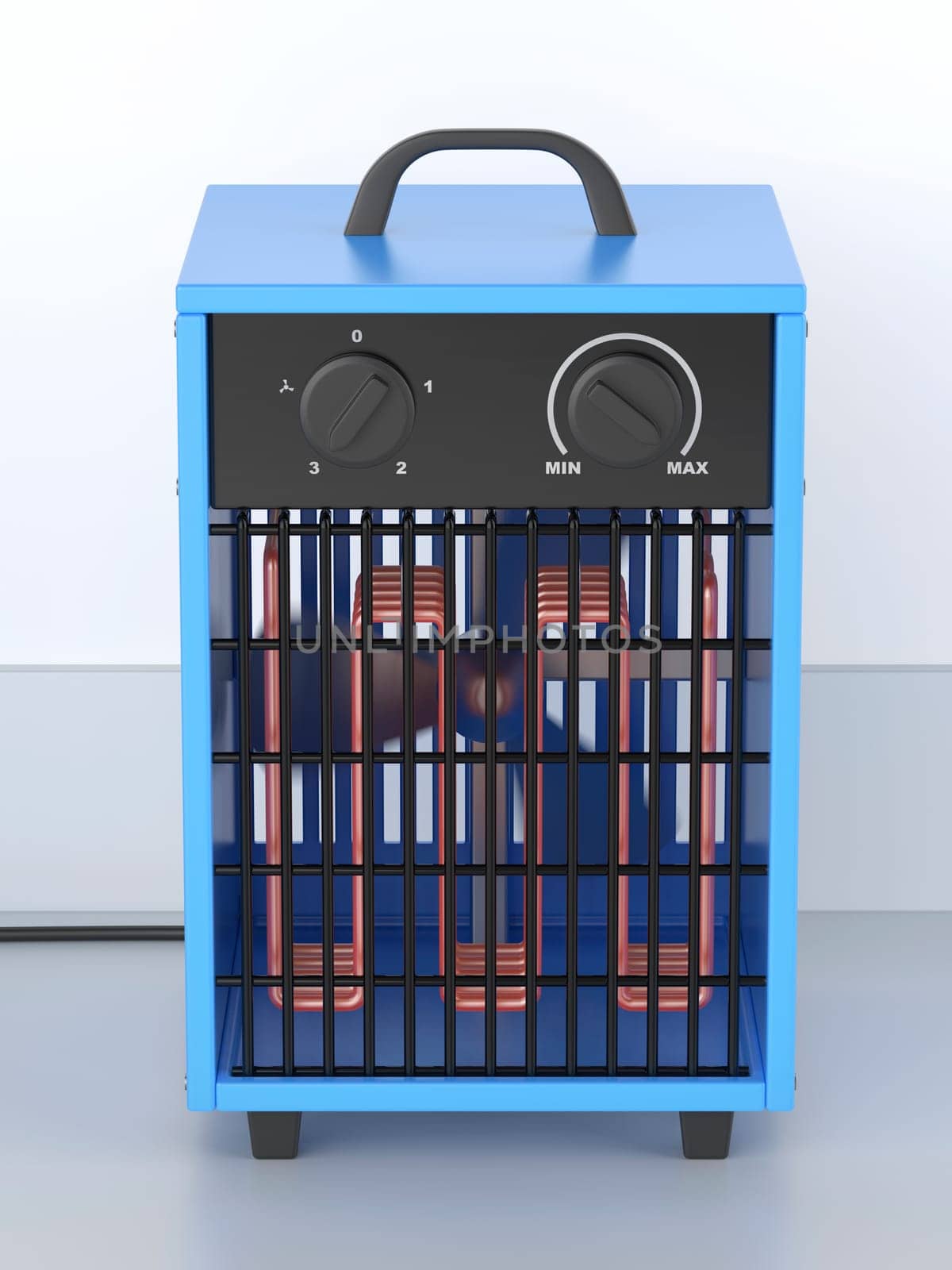 Blue industrial electric fan heater