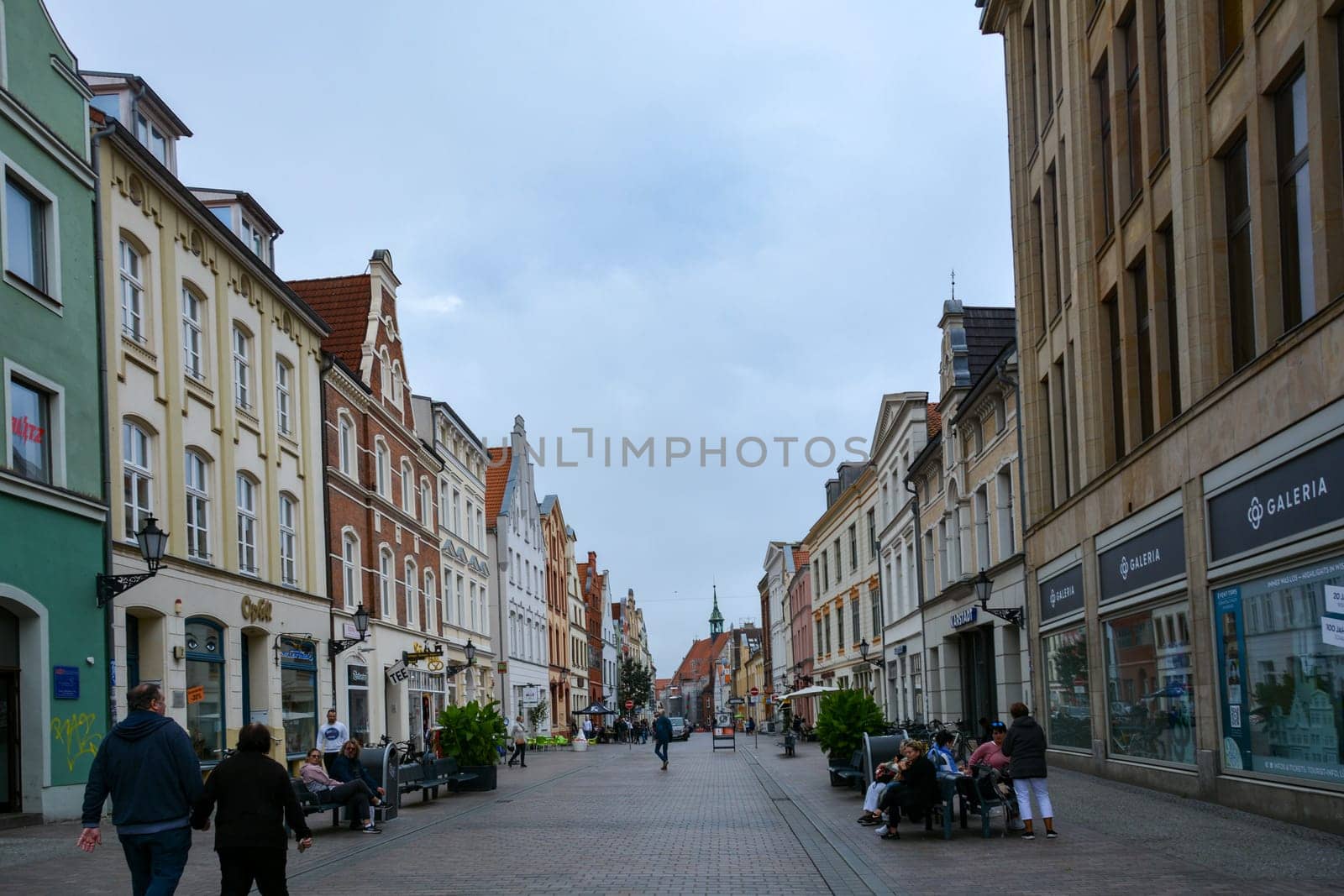 Wismar, Germany, September 10, 2022 - Street in the historic Hanseatic city of Wismar, on the Baltic Sea coast of Mecklenburg-West Pomerania in Germany