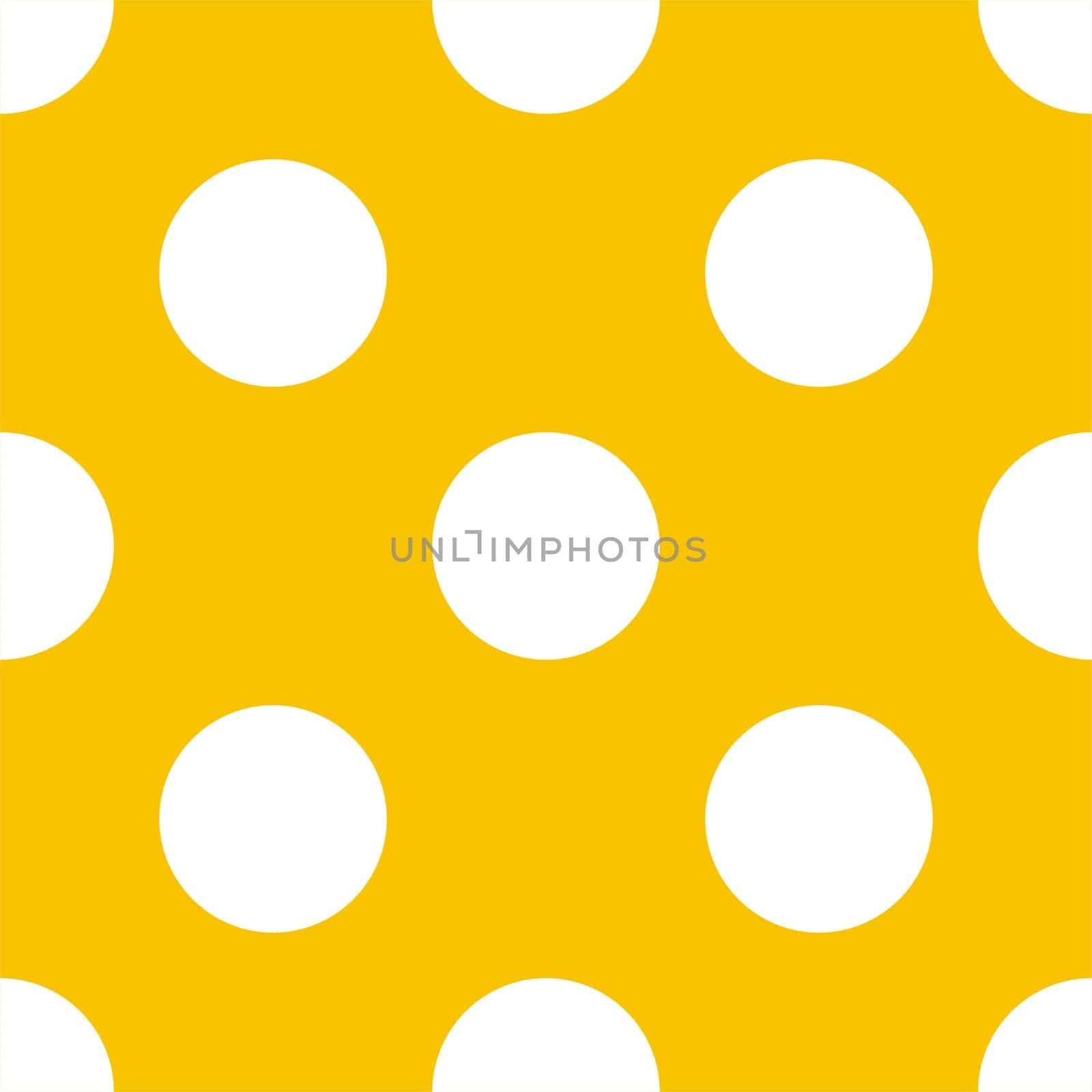Seamless vector pattern with big white polka dots on a sunny yellow background. For tile wallpaper decoration