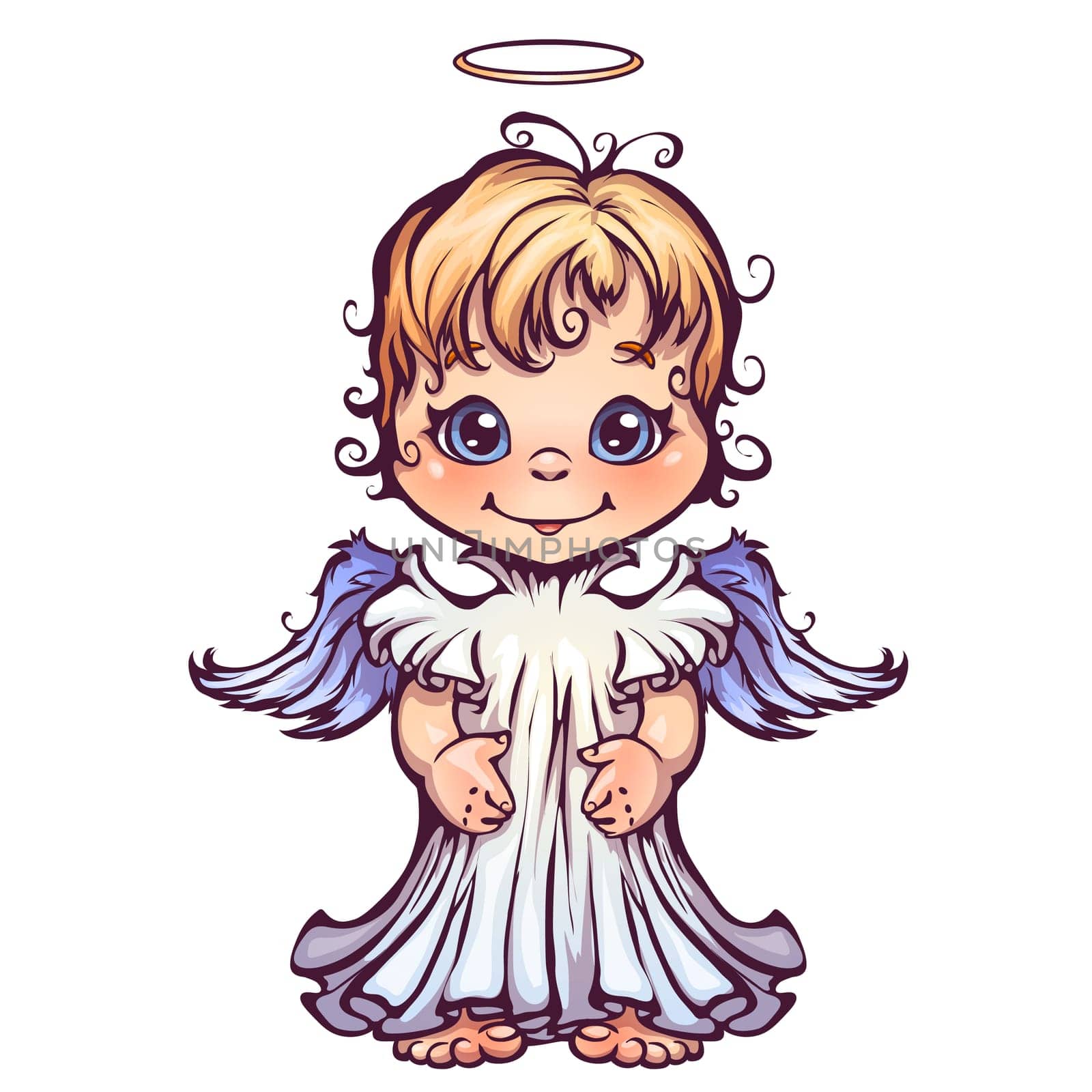 Vector illustration of cute angel in cartoon style
