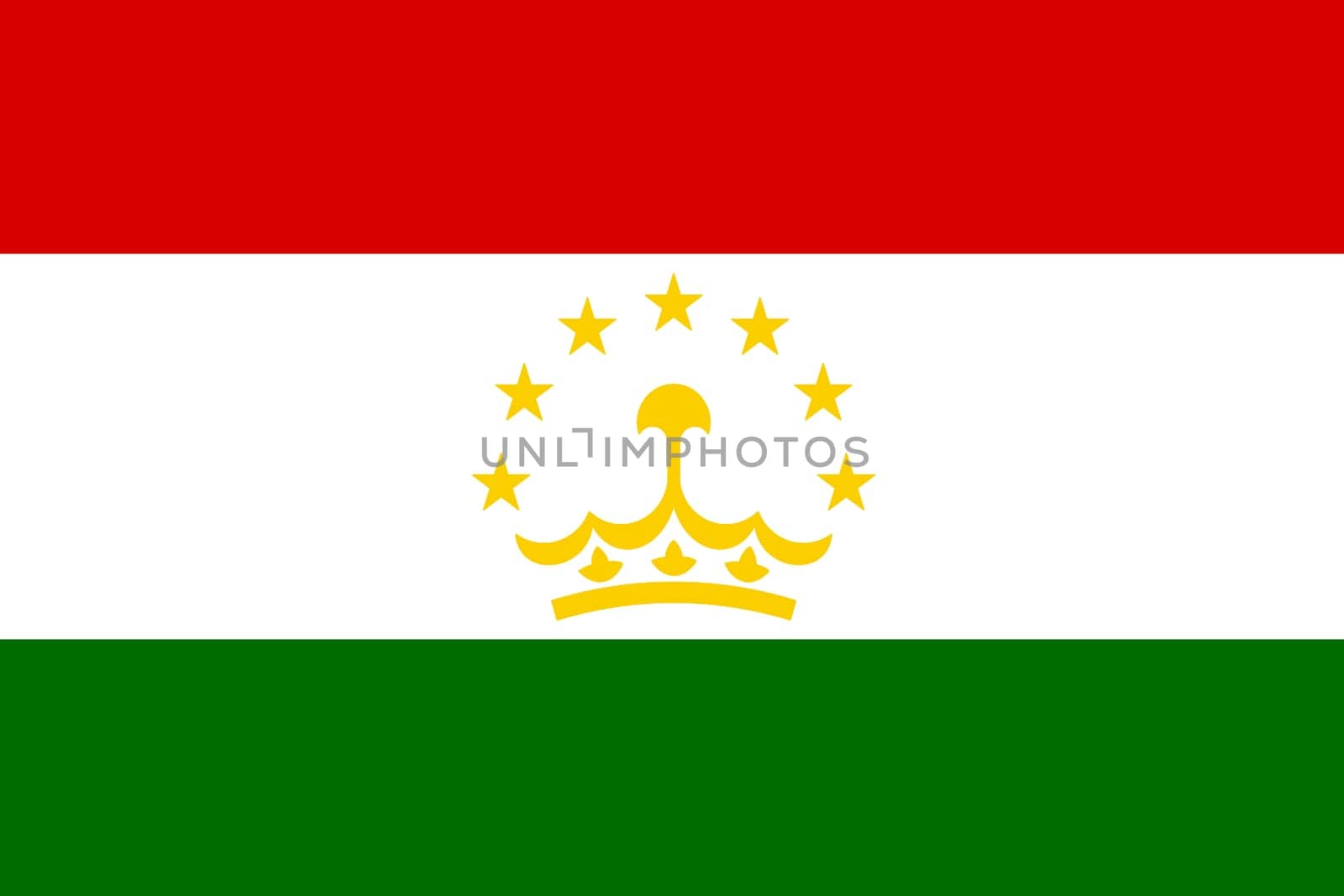 A Tajikistan Flag background illustration red white green yellow crown stars