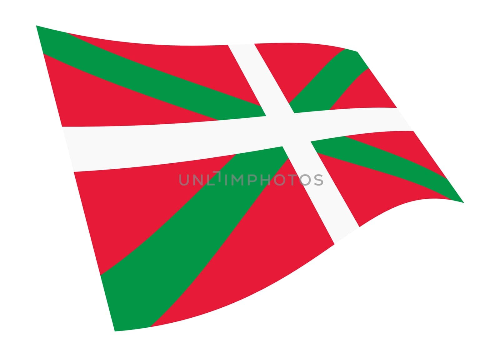 A Basque Region waving flag 3d illustration isolated on white with clipping path