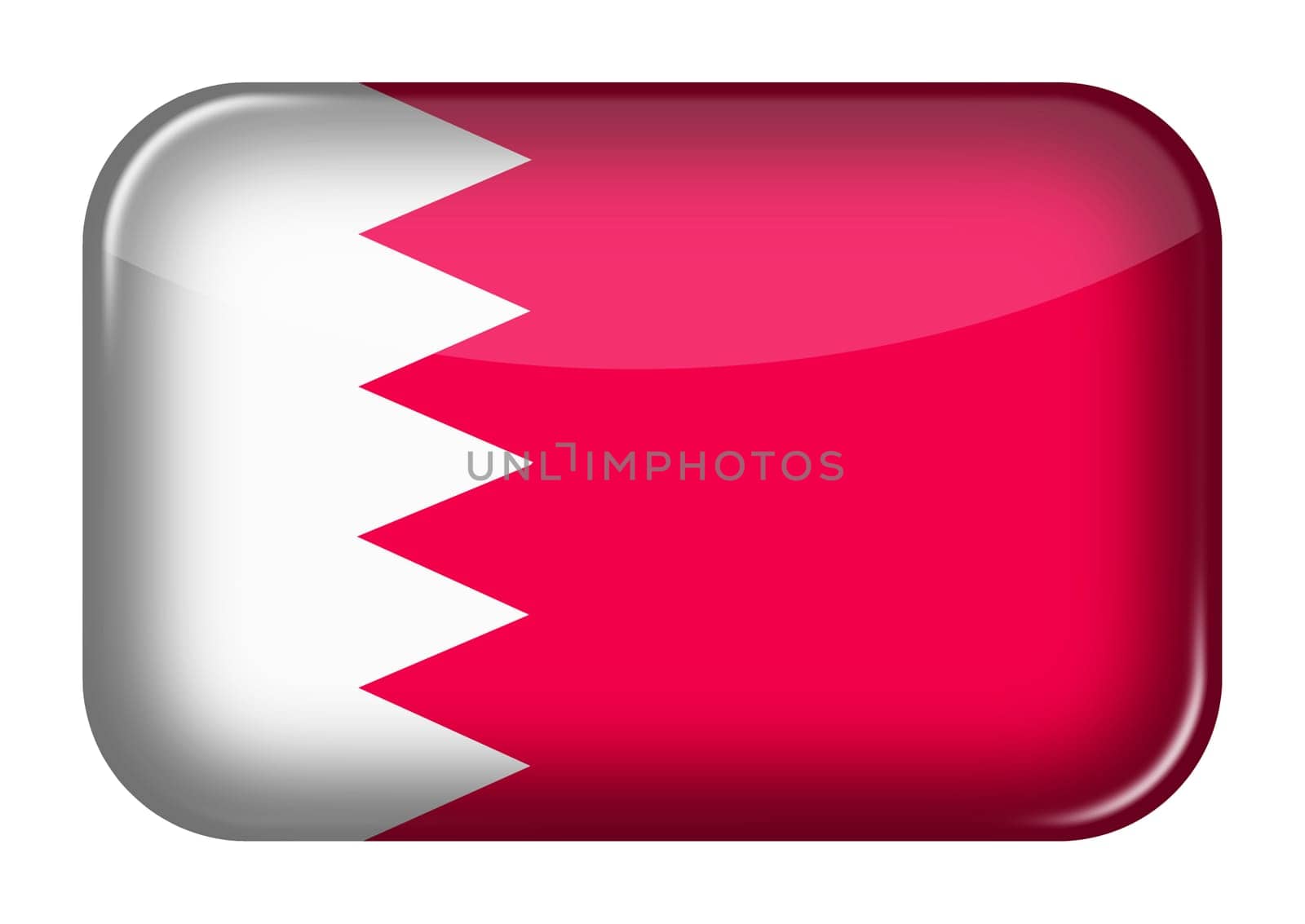A Bahrain web icon rectangle button with clipping path 3d illustration