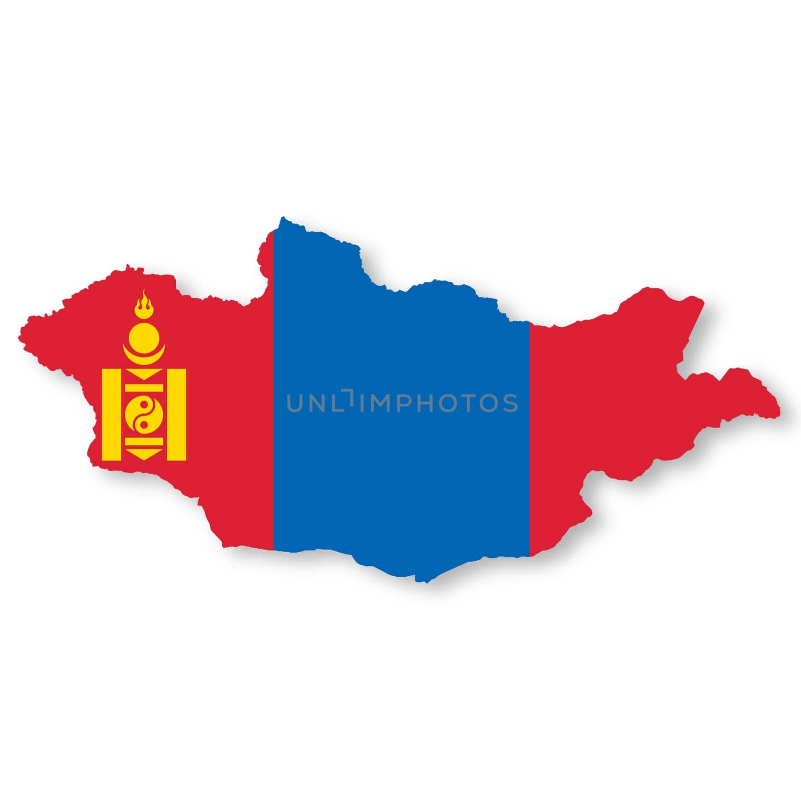 A Mongolia map on white background with clipping path 3d illustration
