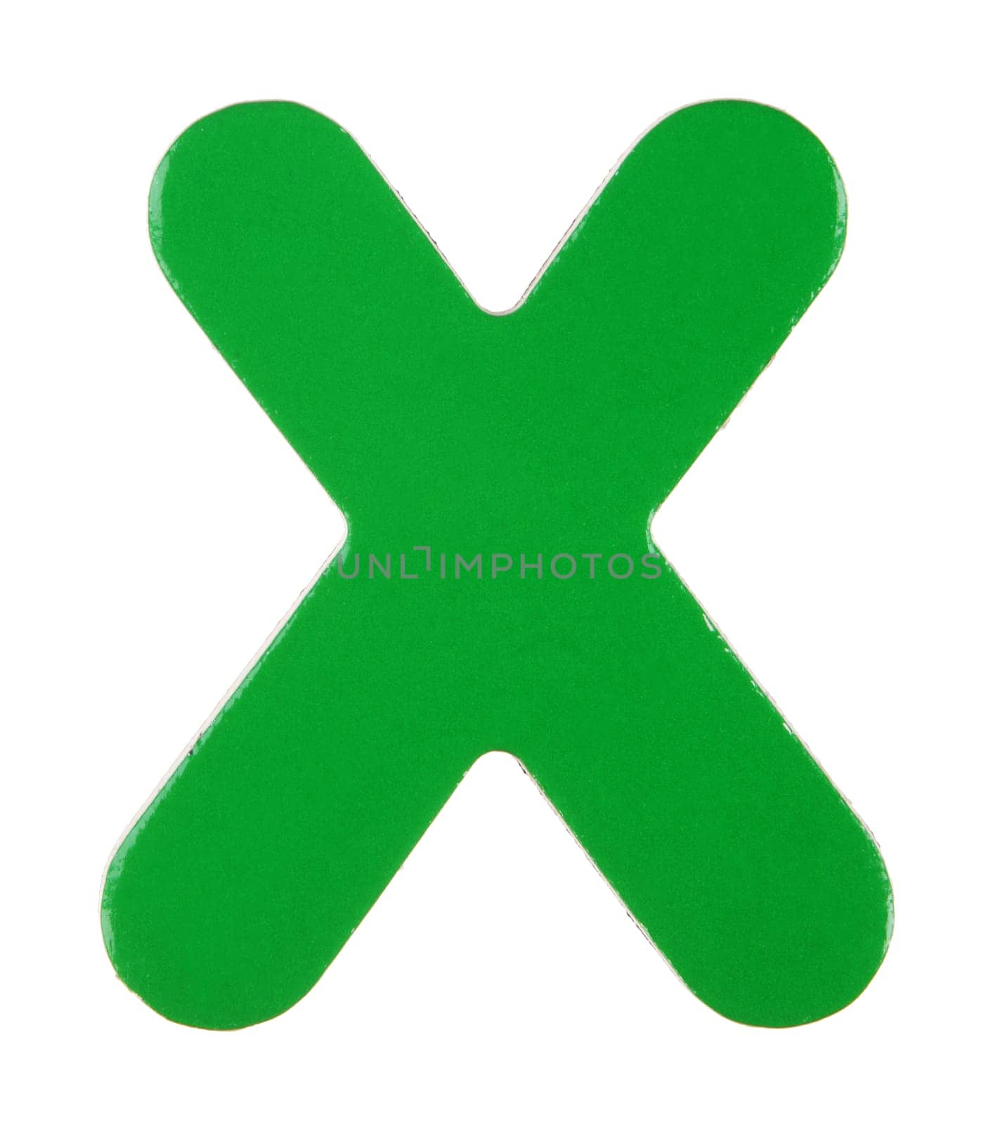An upper case X magnetic letter on white with clipping path