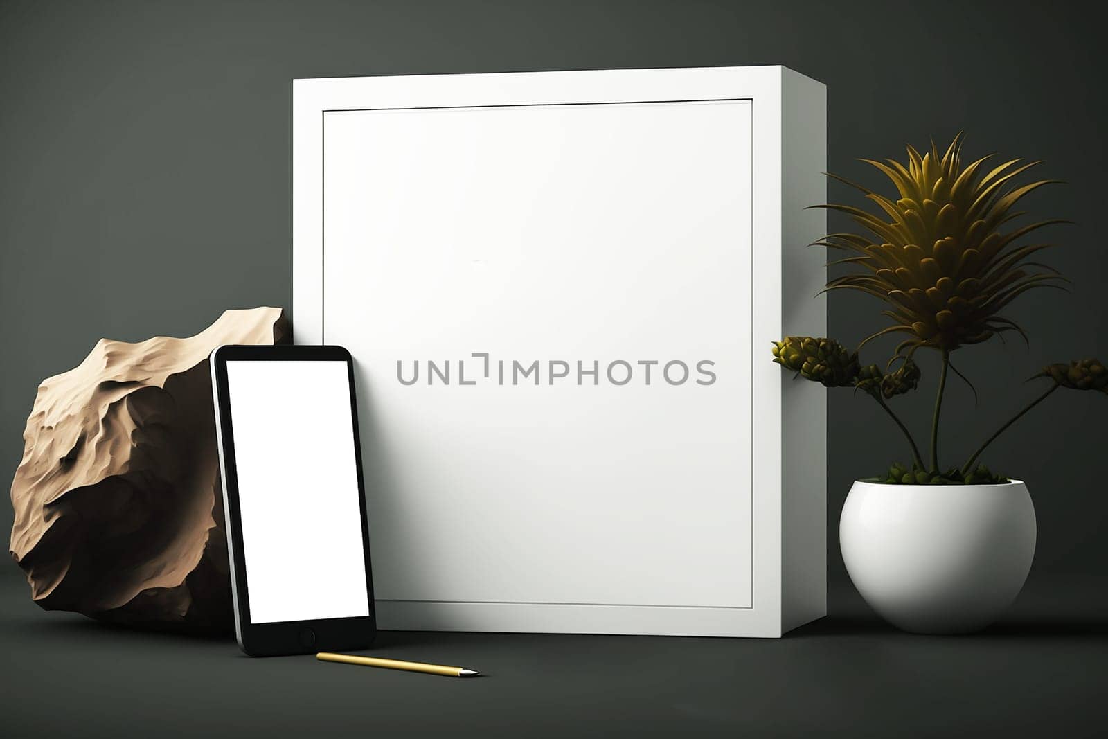 Smartphone mockup image - white mobile phone with blank space on screen