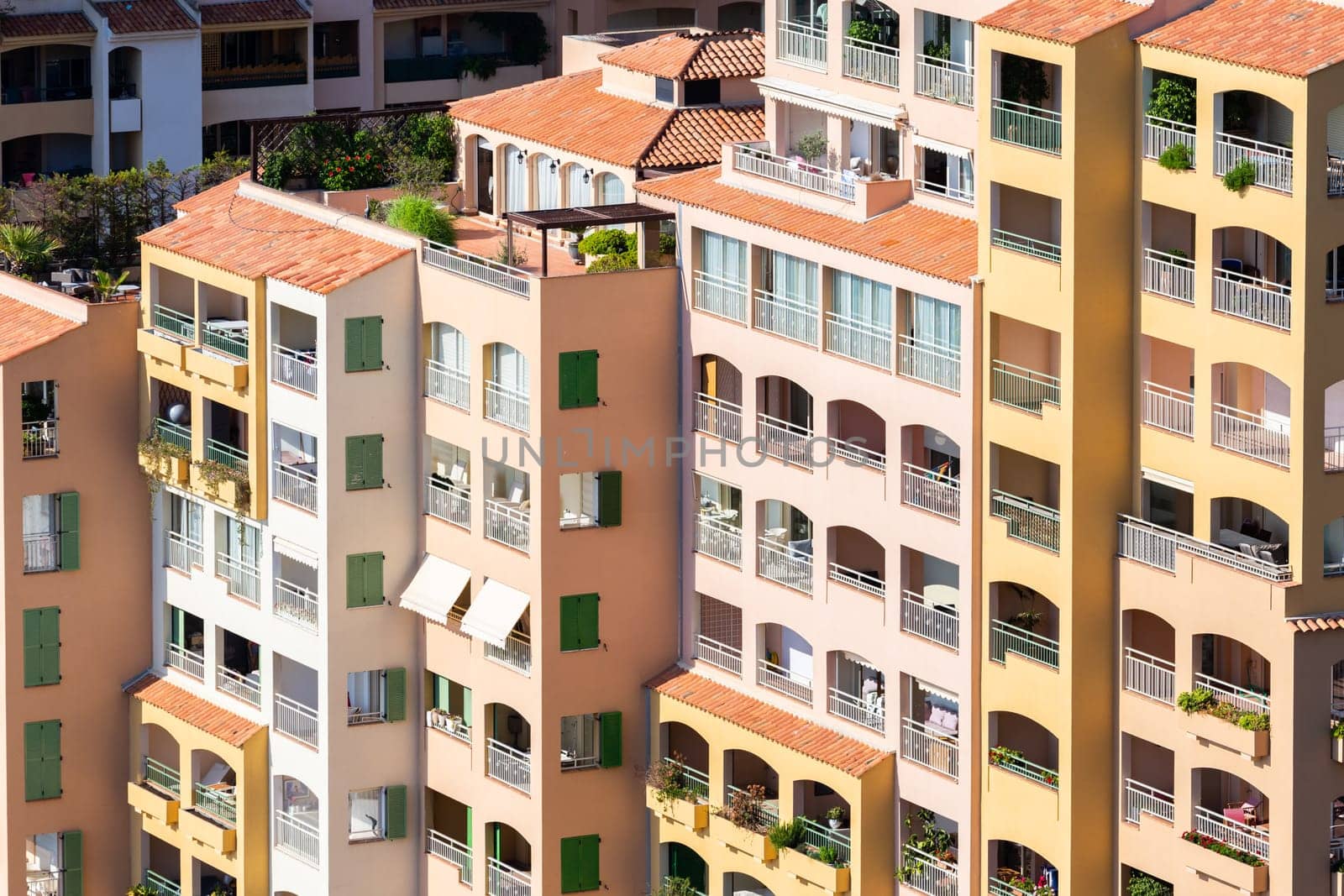 Monte Carlo, Monaco - August 2022: detail of luxury real estete residential building