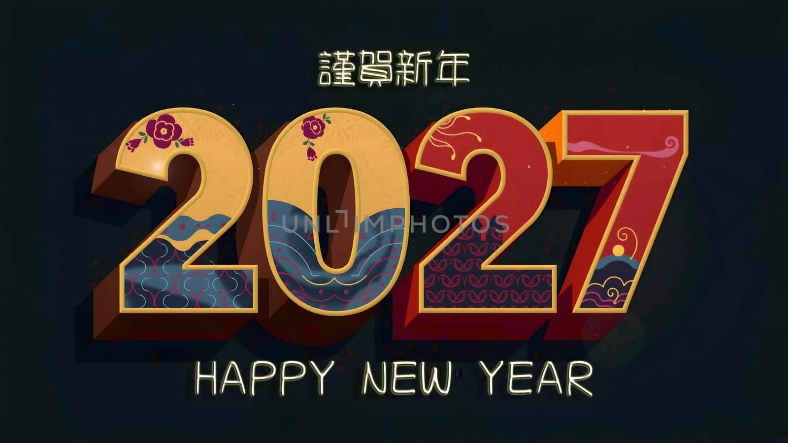 The 3d wording metallic font-weight bold year number 2027