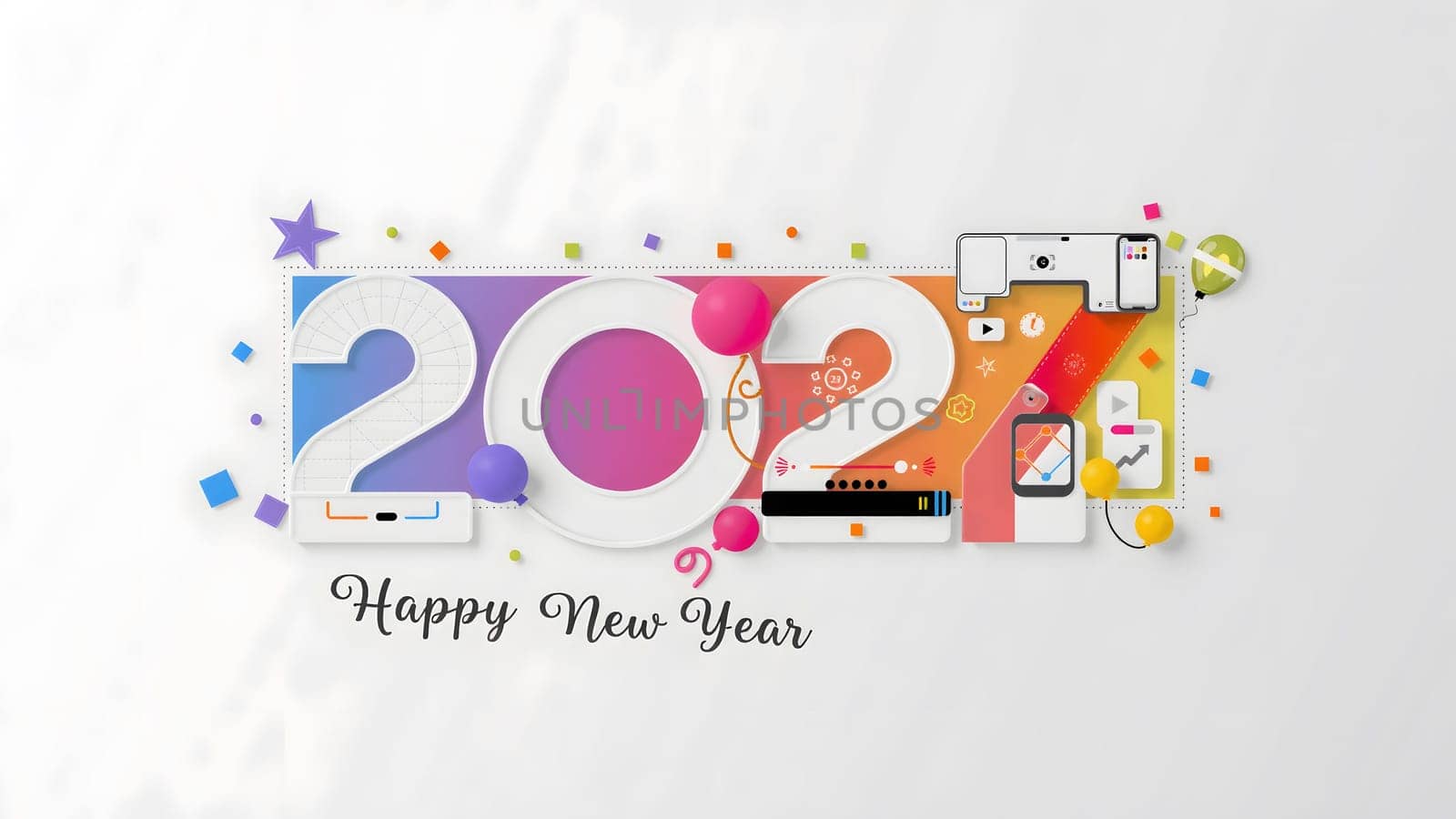 The 3d wording metallic font-weight bold year number 2027