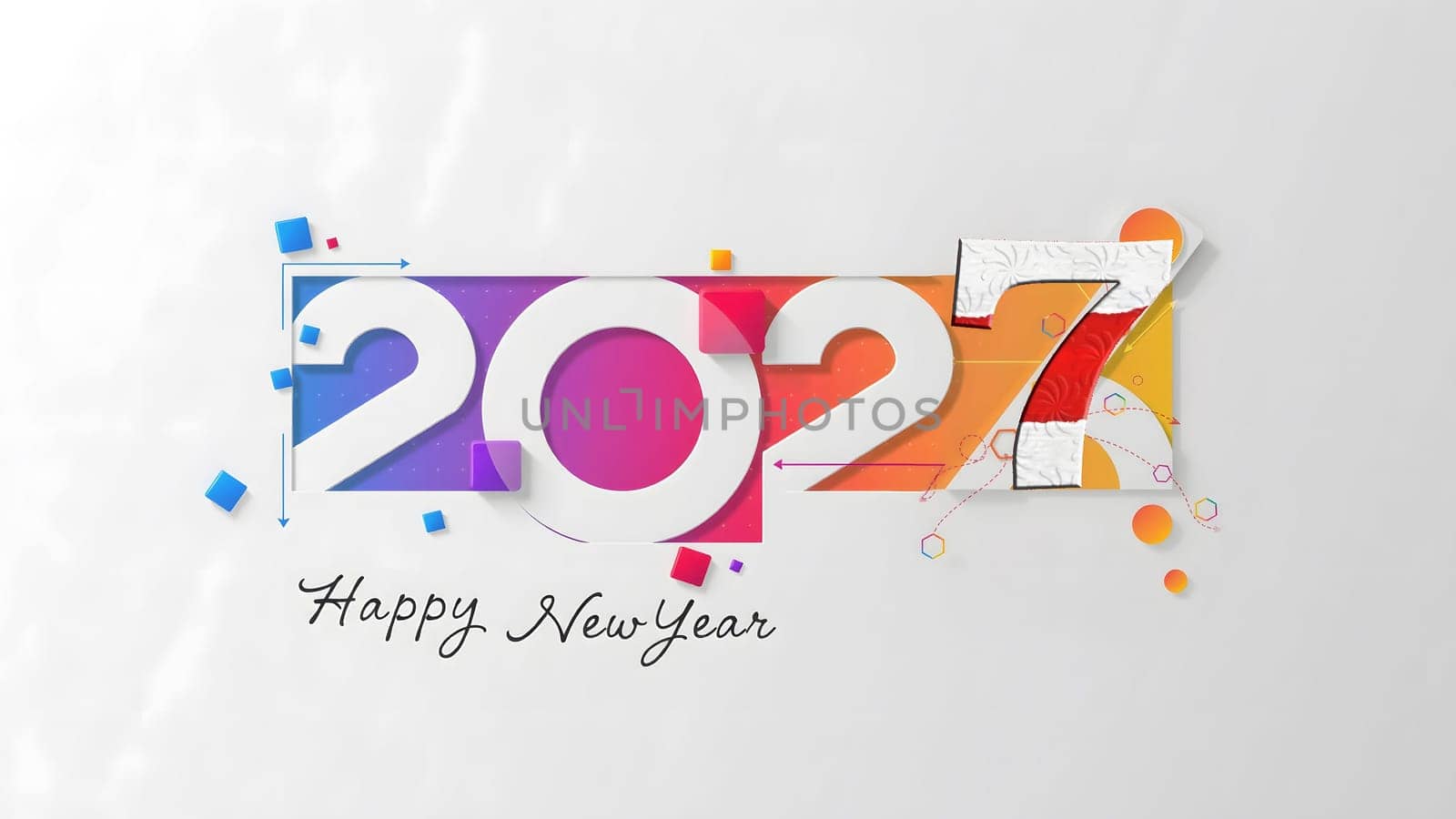 The 3d wording metallic font-weight bold year number 2027