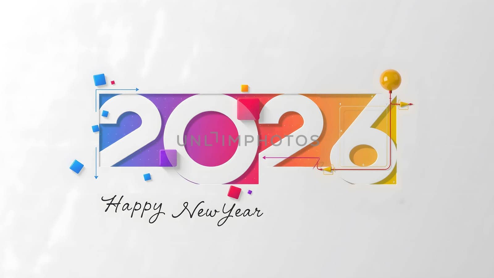 The Beautiful holiday web banner or flyer with Golden firework and sparkling number 2026