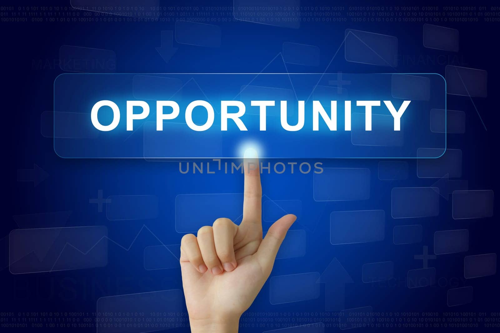 hand press on opportunity button on virtual screen