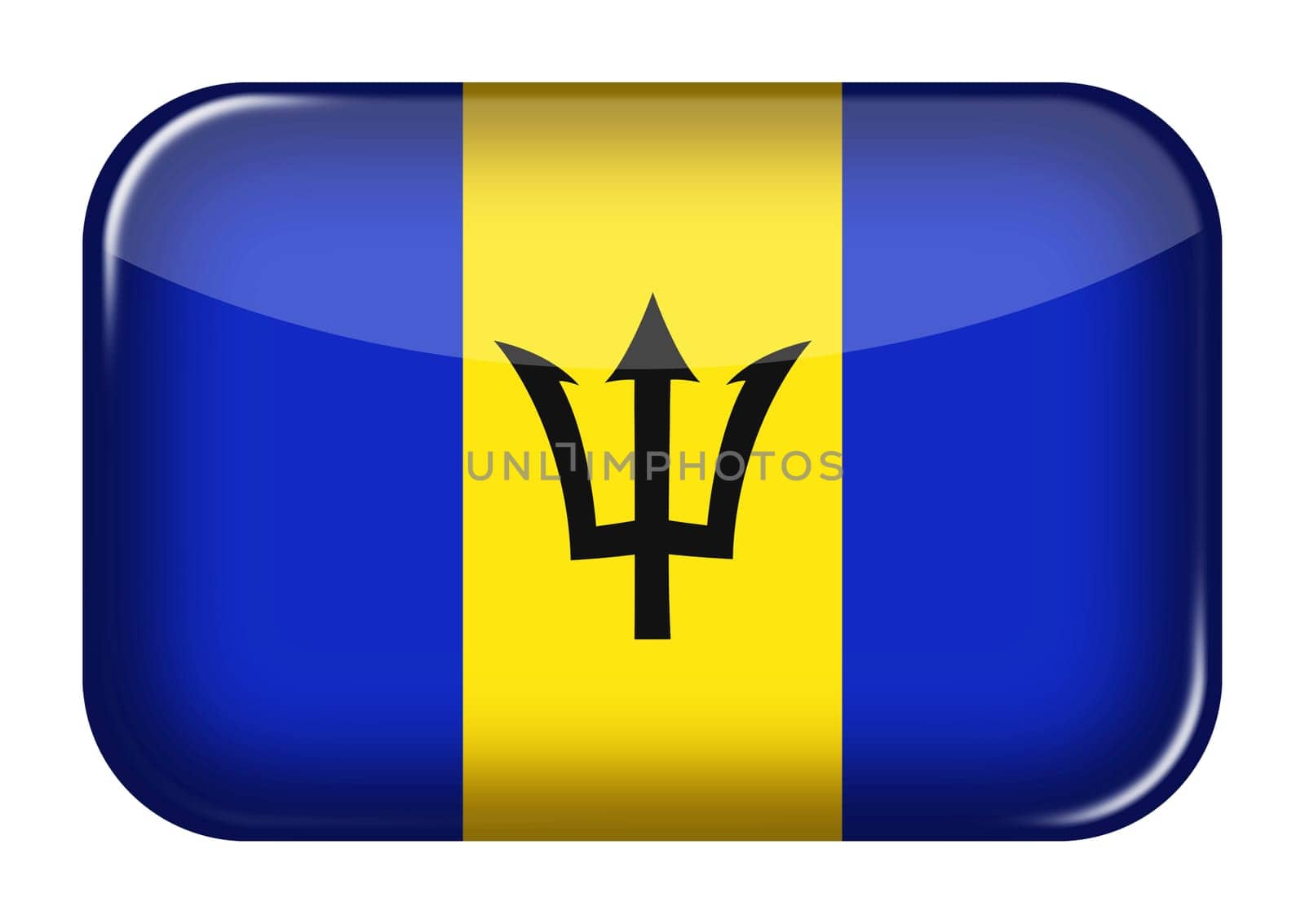 A Barbados web icon rectangle button with clipping path 3d illustration