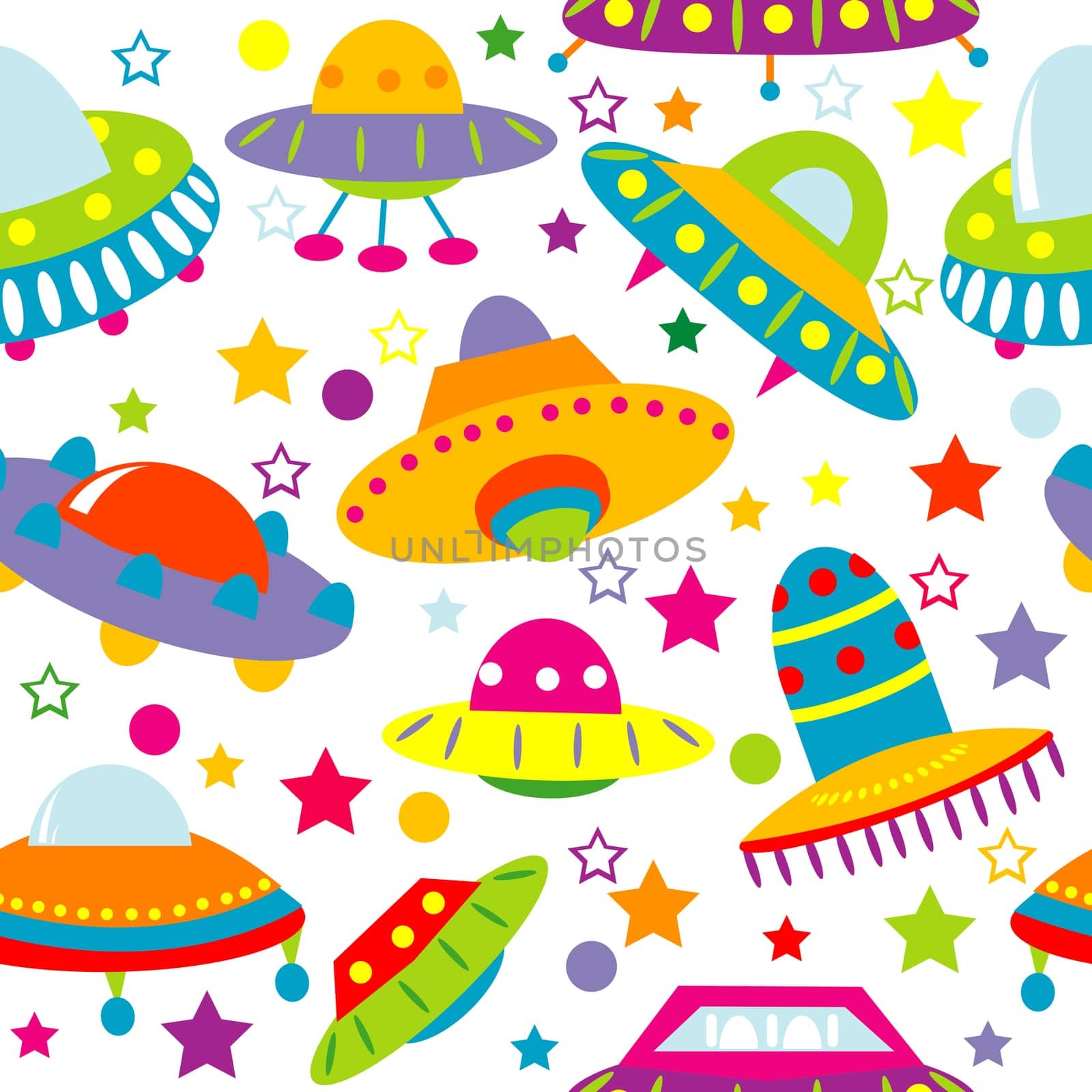 Cartoon space ship seamless