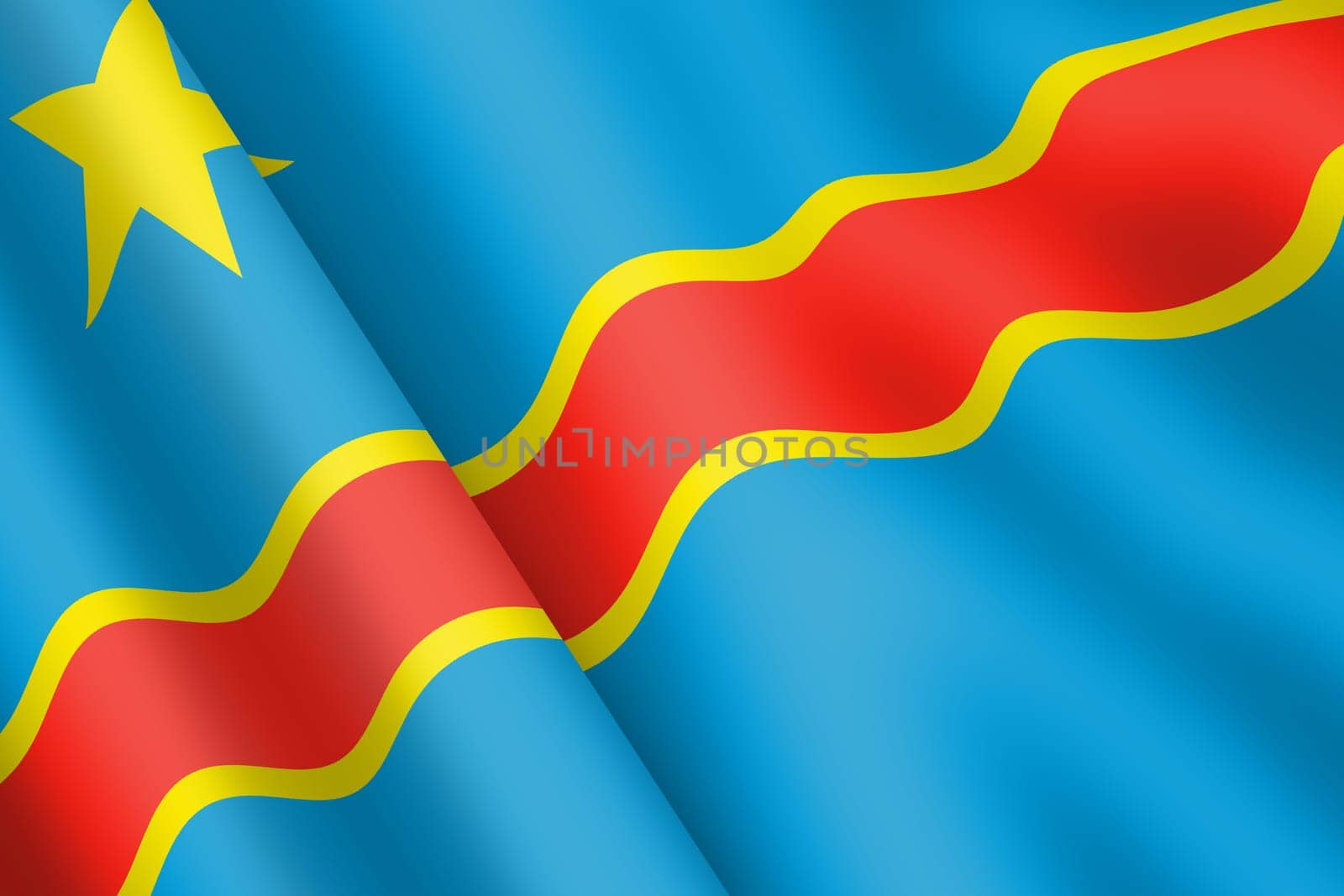 A Democratic Republic of Congo waving flag 3d illustration wind ripple