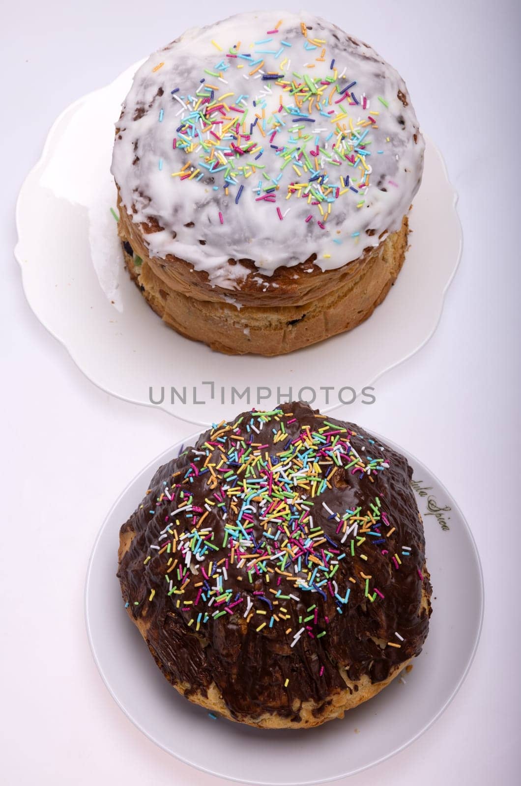 Traditional Ukrainian Easter Cake Kulich or Orthodox Christian Easter Bread.
