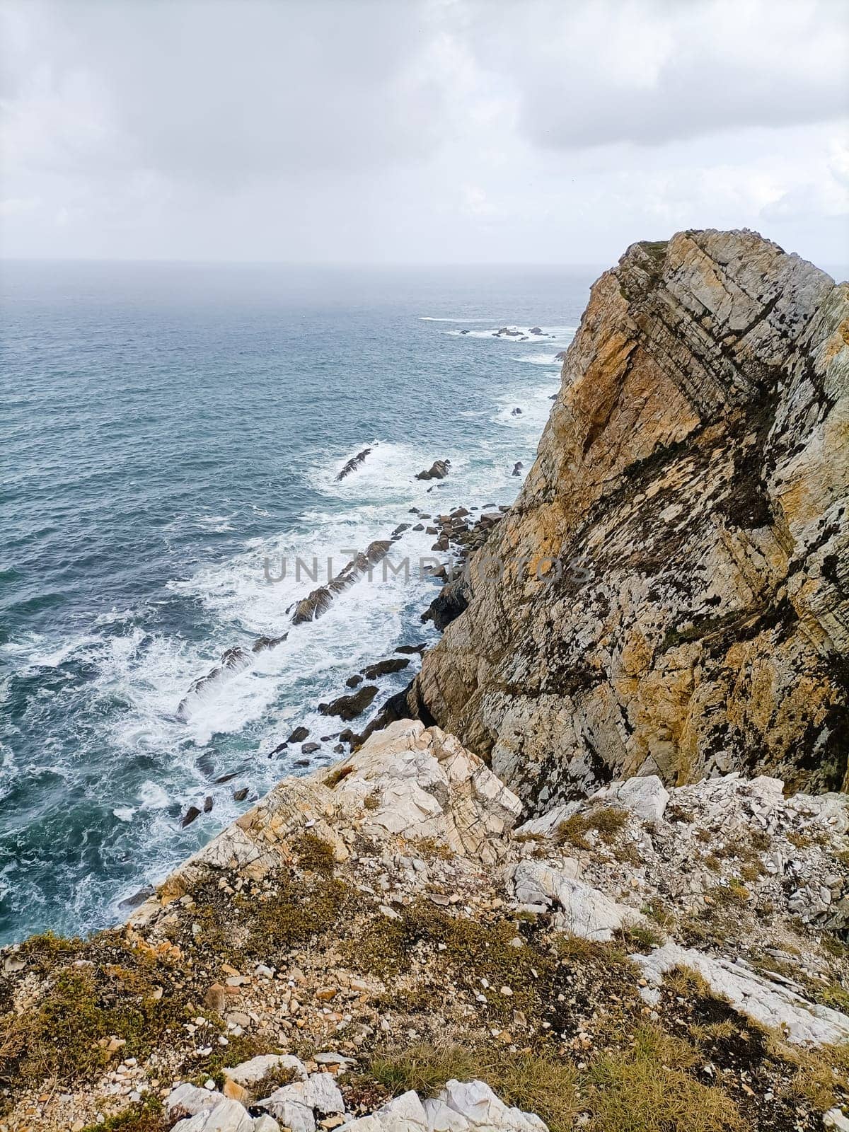 Cliffs of cape Penas landscape, Asturias, Spain. Spanish coastline panorama