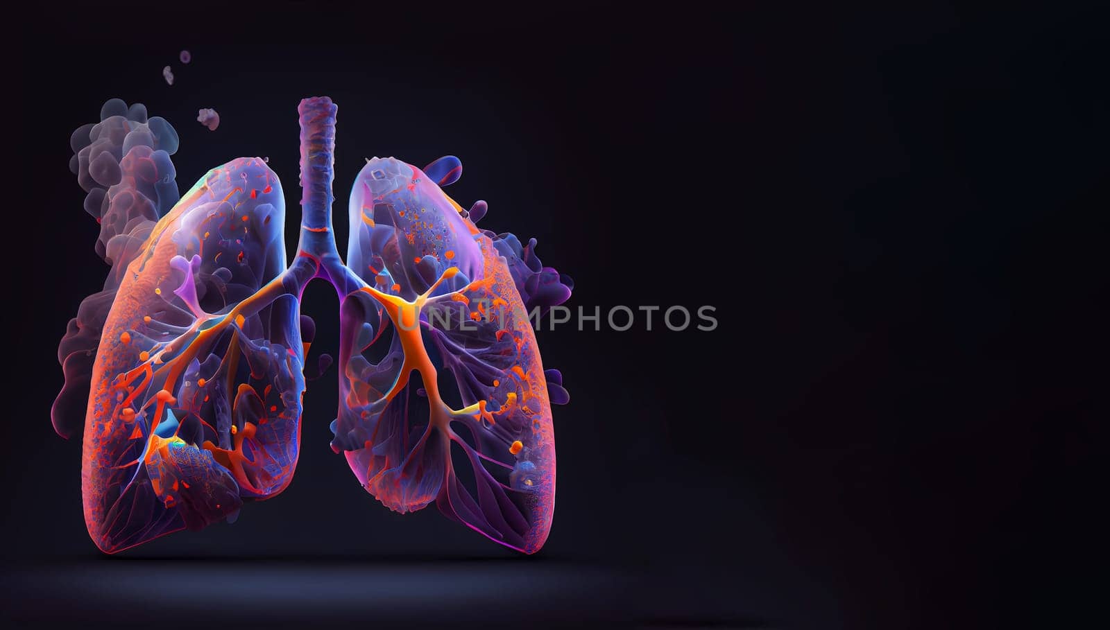 World No Tobacco Day. toxic smoke formation shaped as the human lung, Unhealthy lungs breathing smoke and pollution, Generative AI