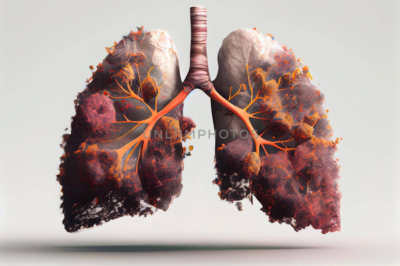 World No Tobacco Day. toxic smoke formation shaped as the human lung, Unhealthy lungs breathing smoke and pollution, Generative AI