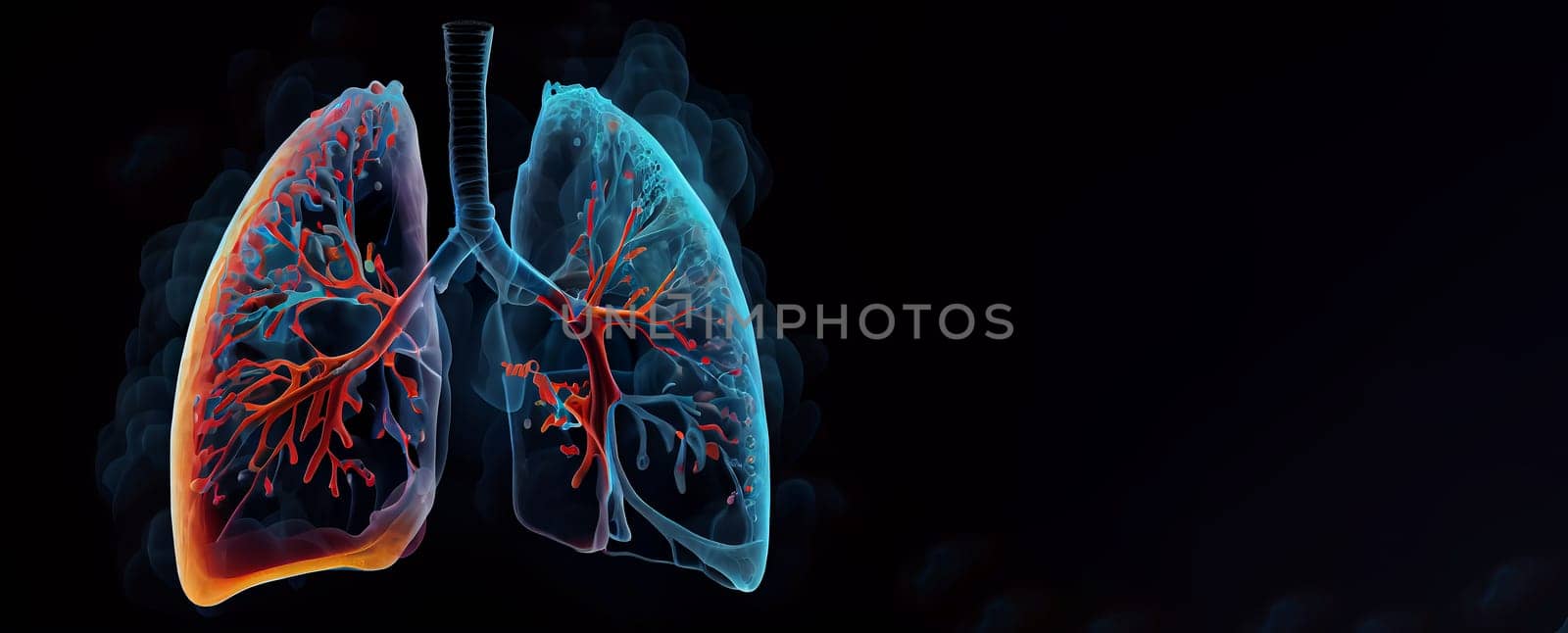 World No Tobacco Day. toxic smoke formation shaped as the human lung, Unhealthy lungs breathing smoke and pollution, Generative AI