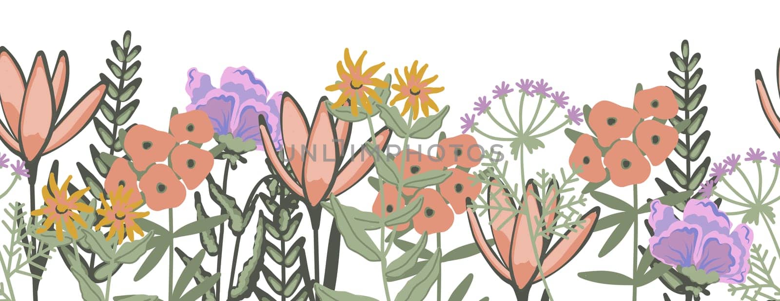 seamless floral border in vintage style