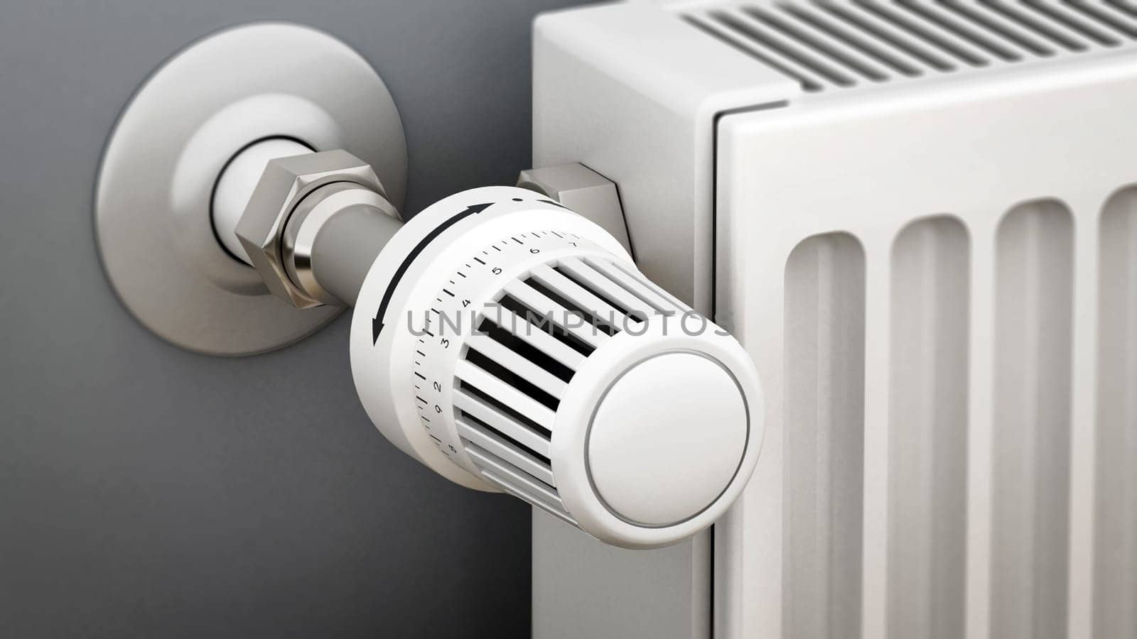Radiator heat adjustment knob. 3D illustration.