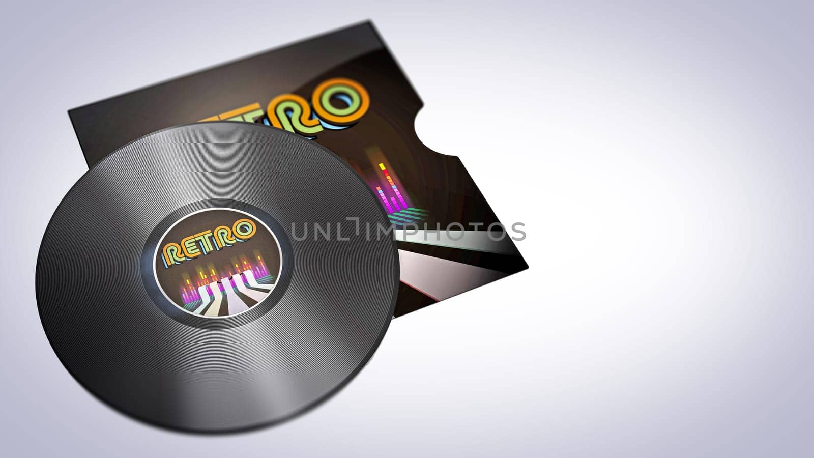Vintage vinyl record isolated on white background. 3D illustration.