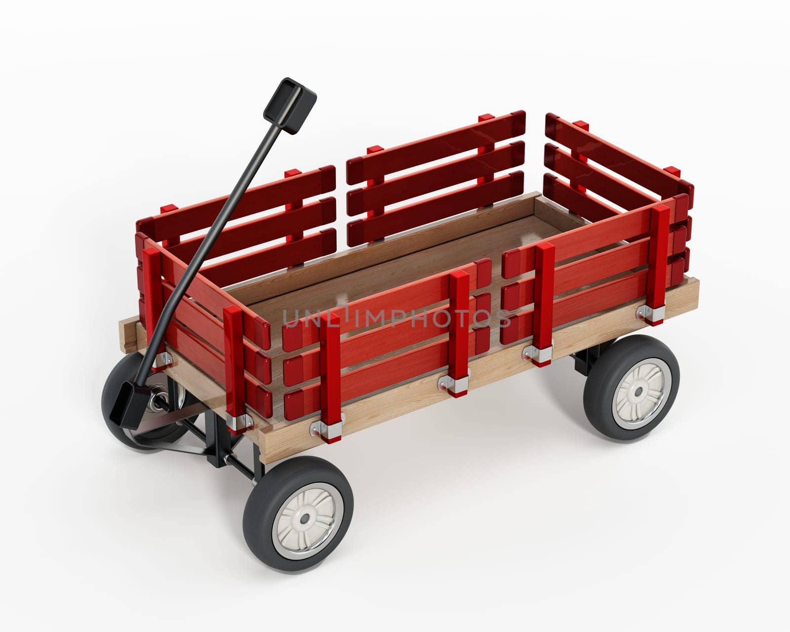 Toy child's wagon isolated on white background. 3D illustration.