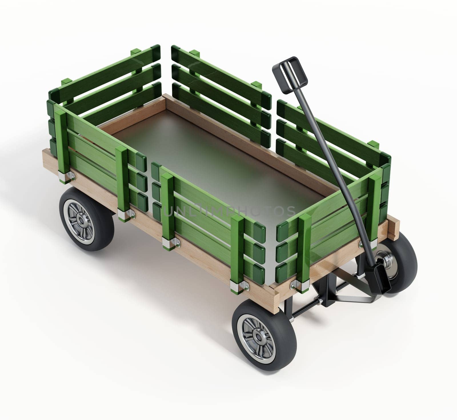 Toy child's wagon isolated on white background. 3D illustration.