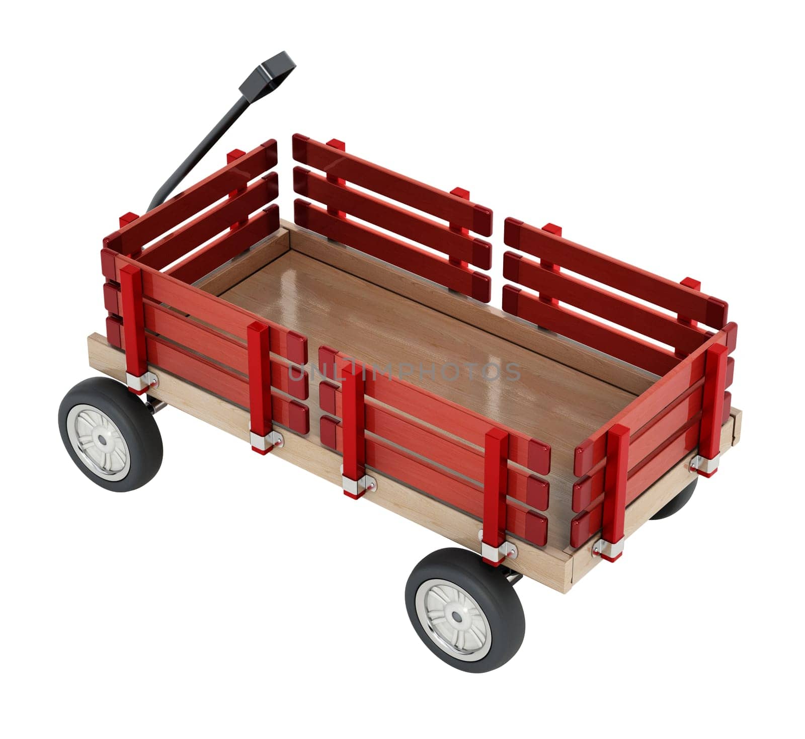 Toy child's wagon isolated on white background. 3D illustration.