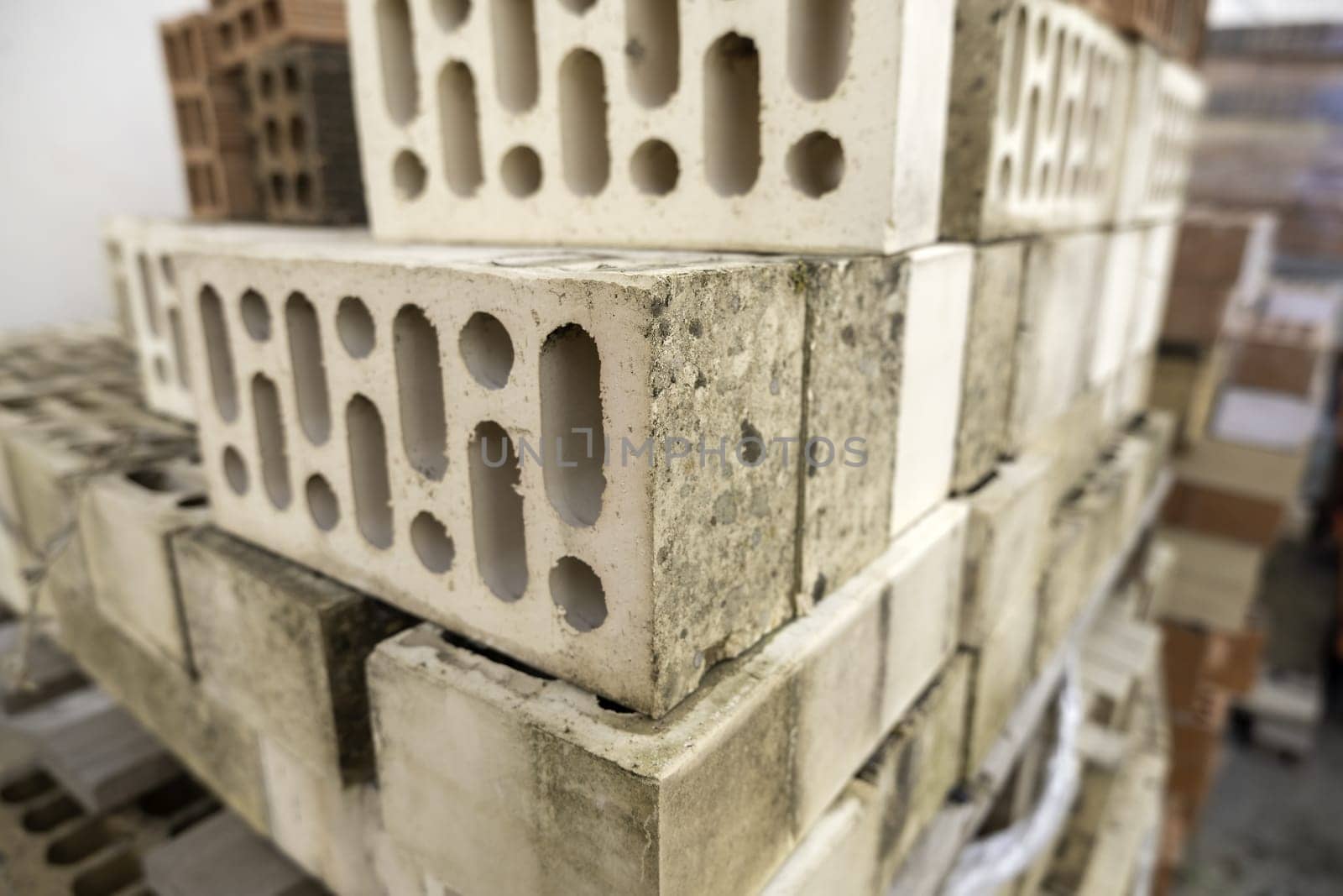 Detail of clay bricks for construction and work