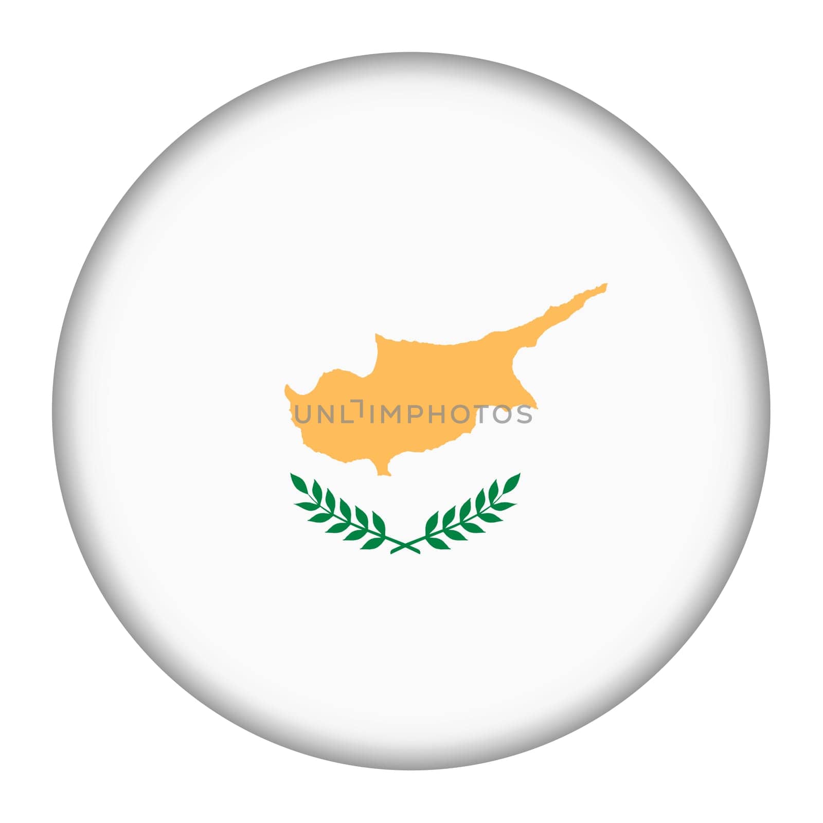 A Cyprus flag button 3d illustration with clipping path