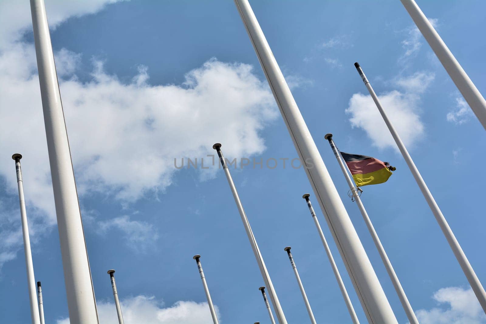 Flagpoles with the ICC in Berlin