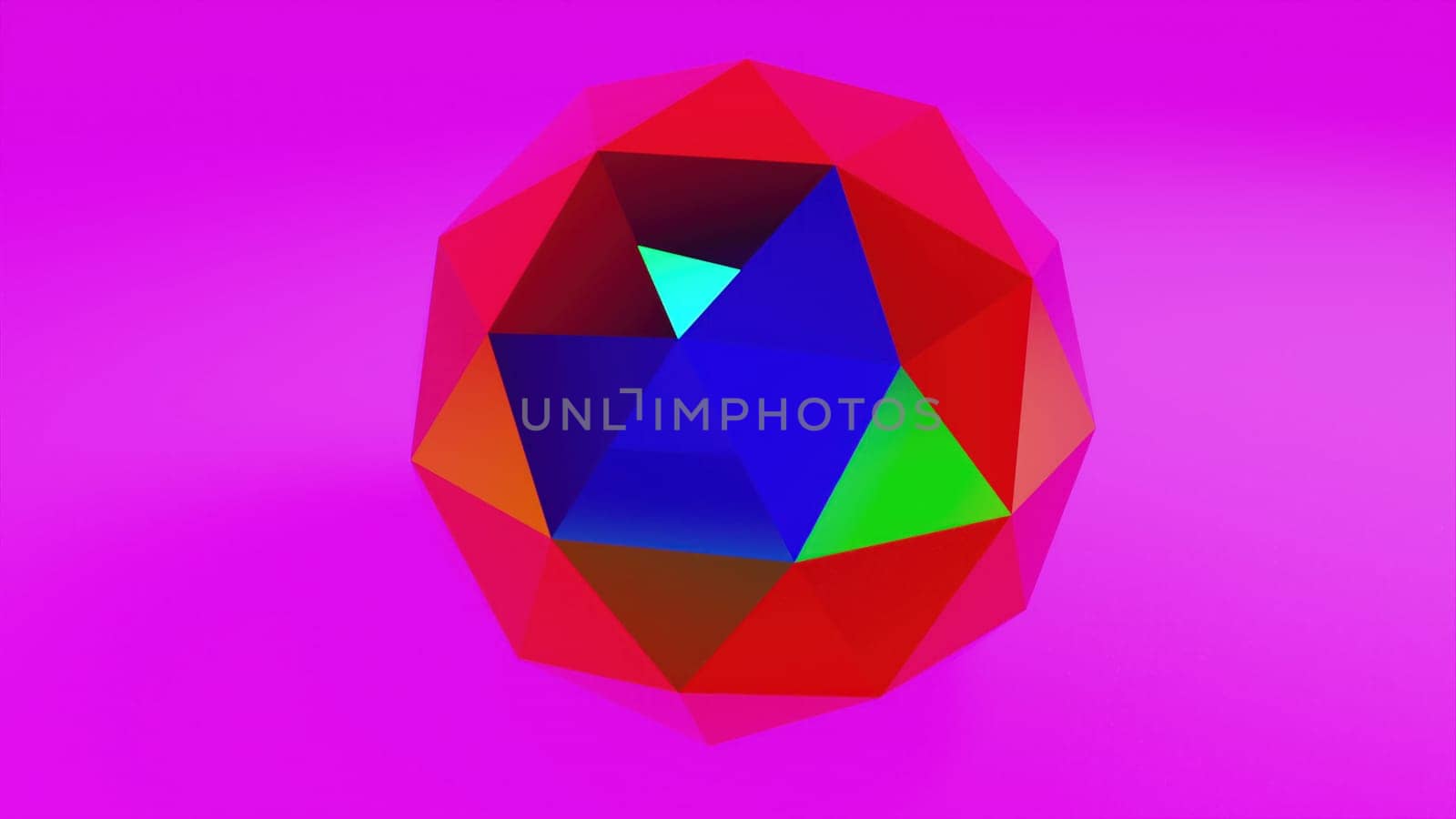 Iridescent icosphere. Computer generated 3d render
