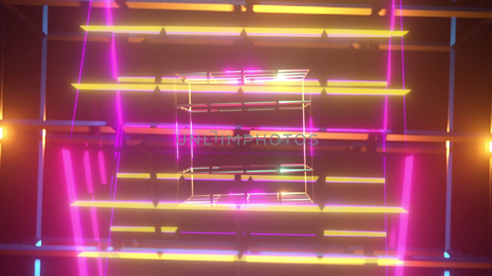 Wireframe sci fi cube. Computer generated 3d render
