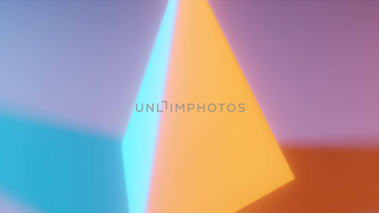 Orange and blue triangle. Computer generated 3d render