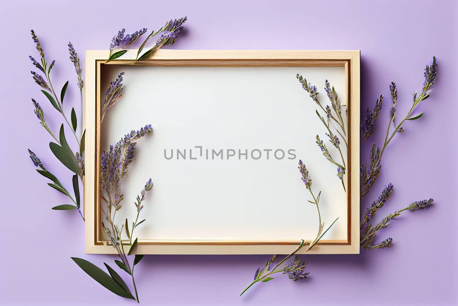 The painting features a beautifully crafted photo frame with delicate lavender inserts. The soft purple hues of the lavender bring a sense of calm and tranquility to the piece, while the frame itself serves as a reminder of cherished memories captured in photographs. The image is generated with the use of an AI.