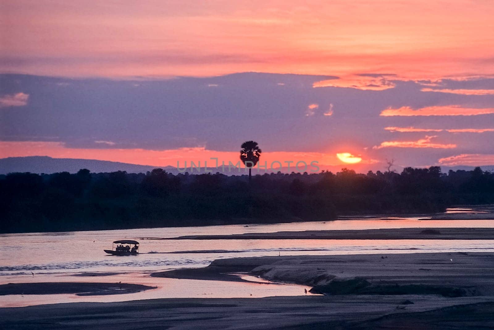 view of Rufiji River, Selous Game Reserve, Morogoro, Tanzania, Africa.