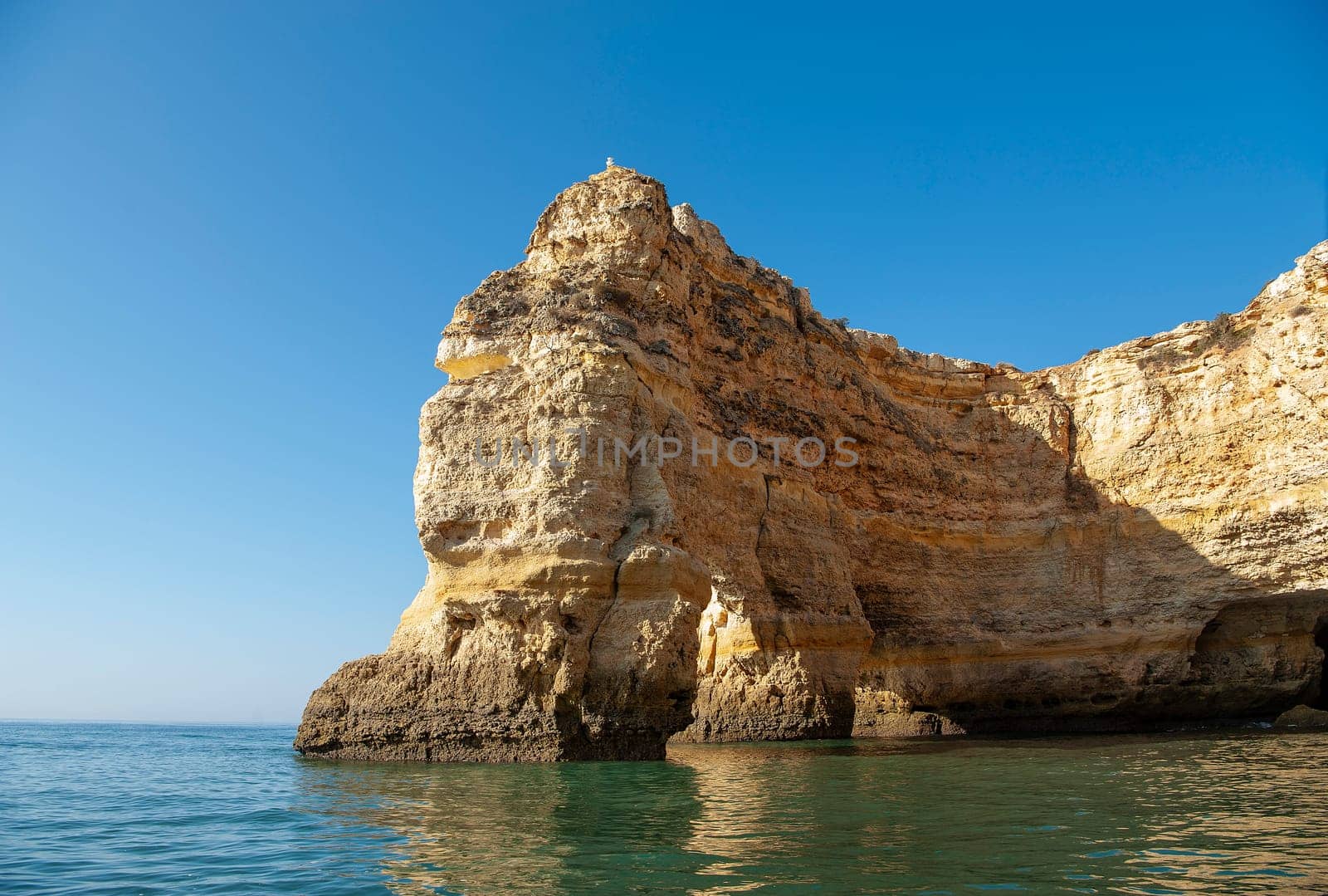 Rock formations on the Algarve coast in Portugal