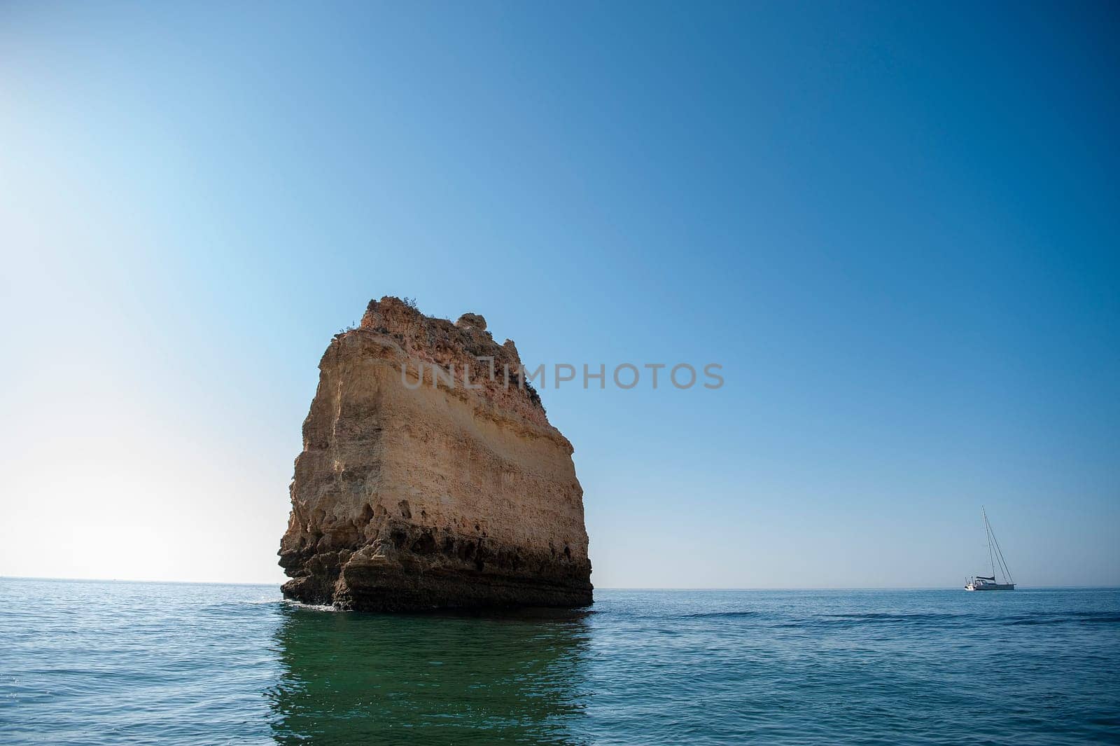 Rock formations on the Algarve coast in Portugal