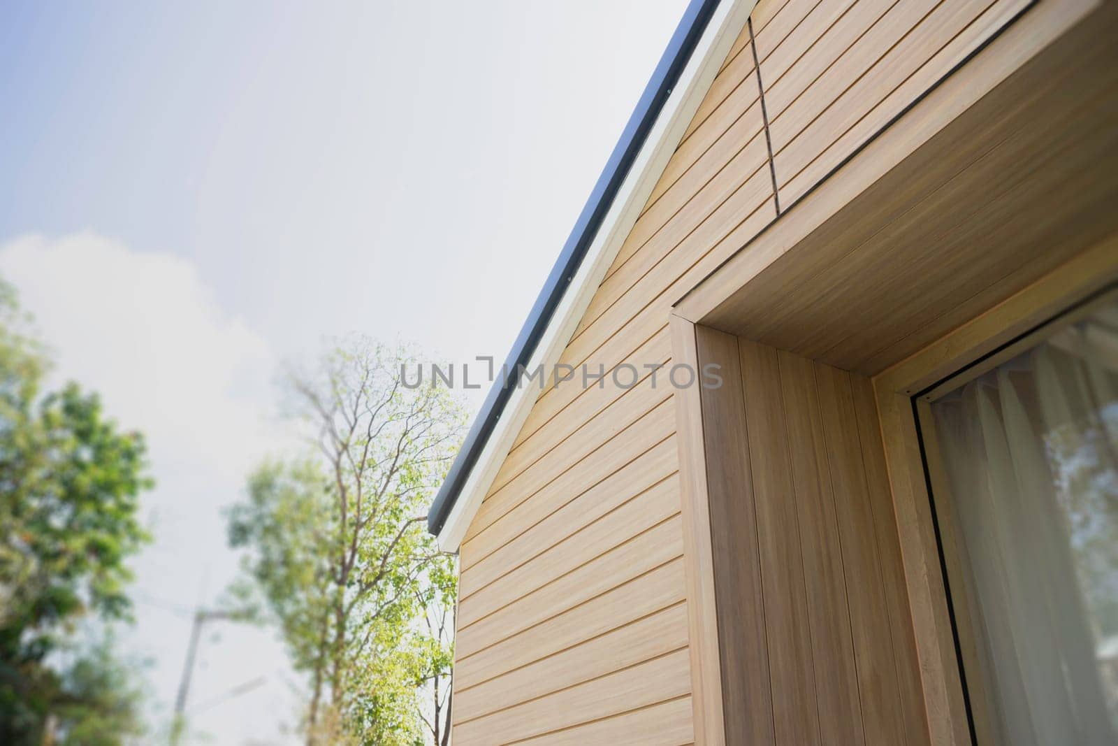 Wooden coffee shop in spring to summer season, stock photo