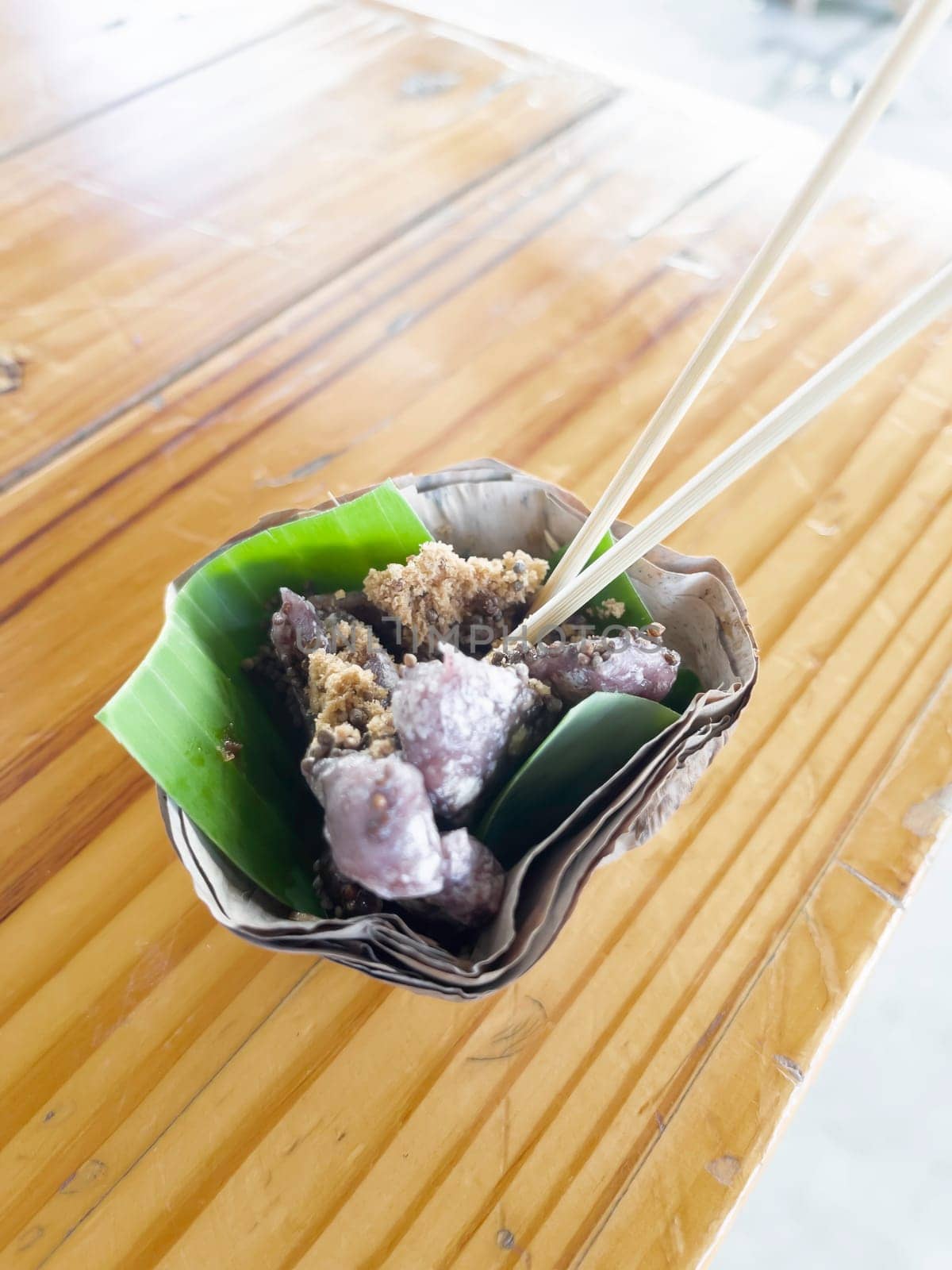 Sesame sticky rice a snack of northern Thailand, stock photo