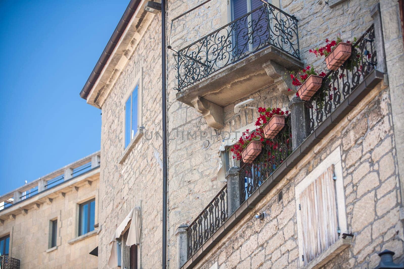 Balconies of San Marino.  San Marino is the world's 5th smallest country located within Italy.