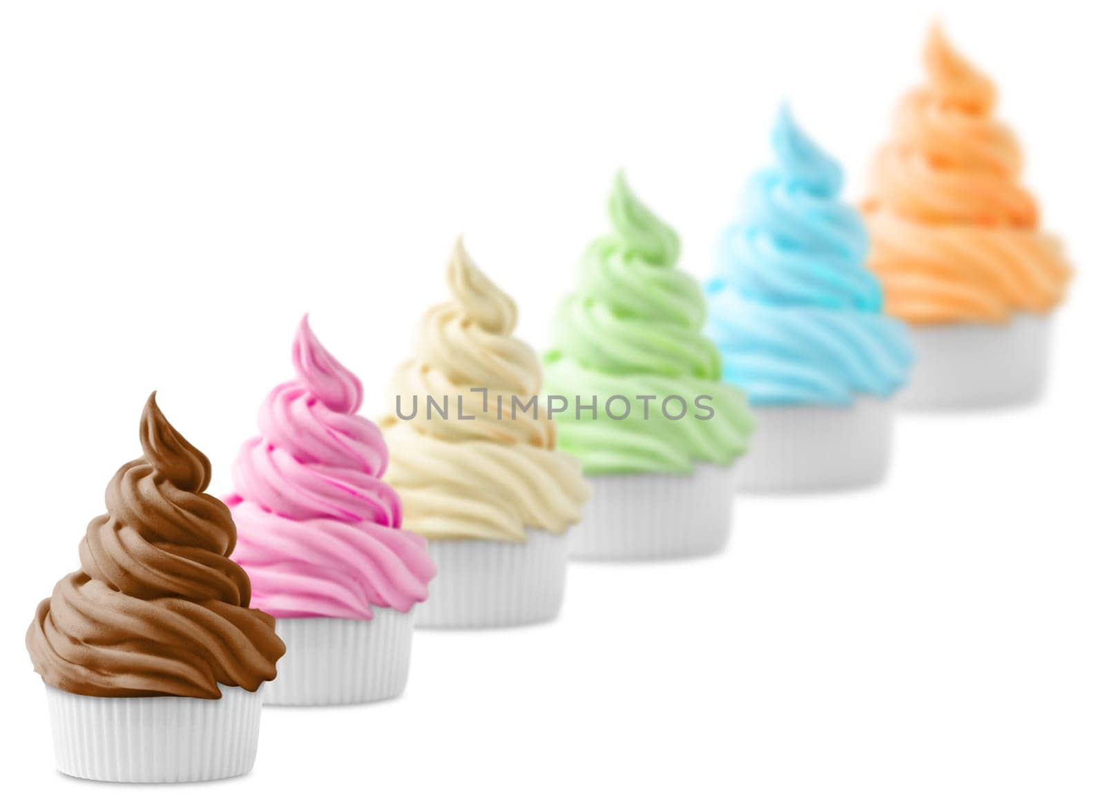 mixed soft ice cream sorts on a white background