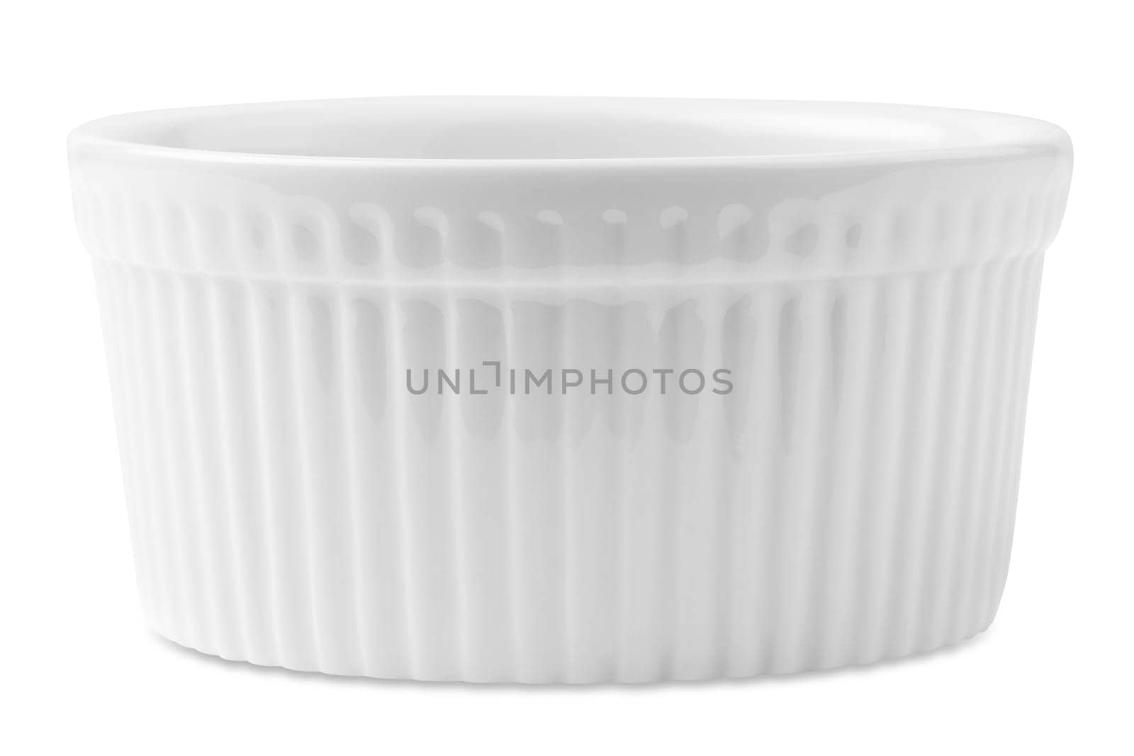 isolated white souffle dish