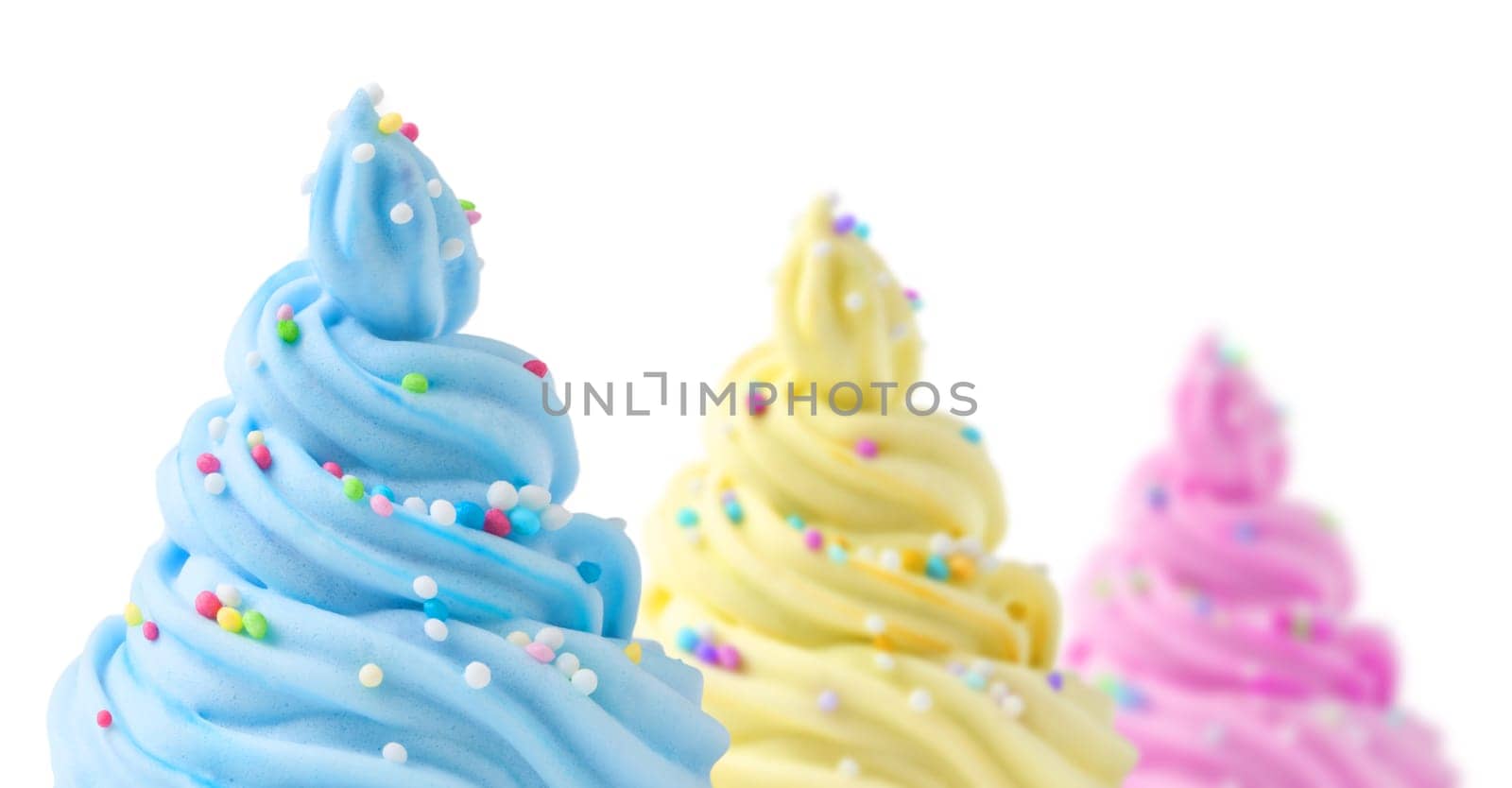 colorful soft ice cream on a white background