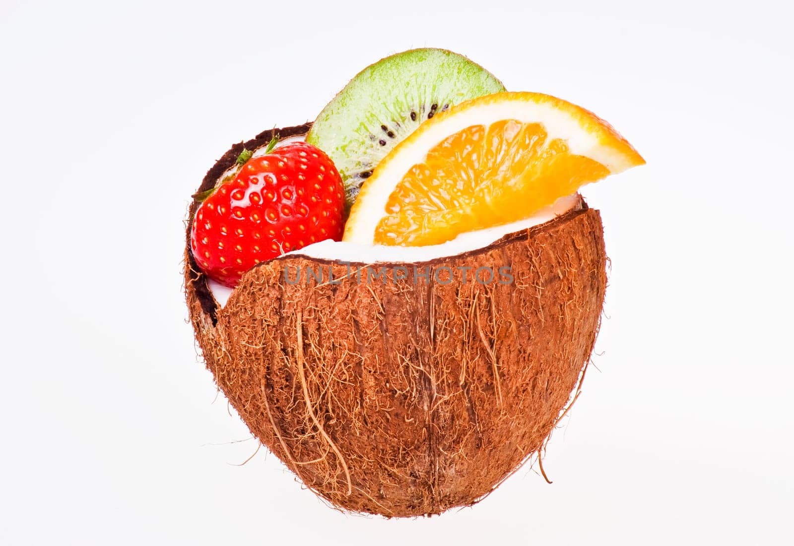 Fresh exotic fruits over white background