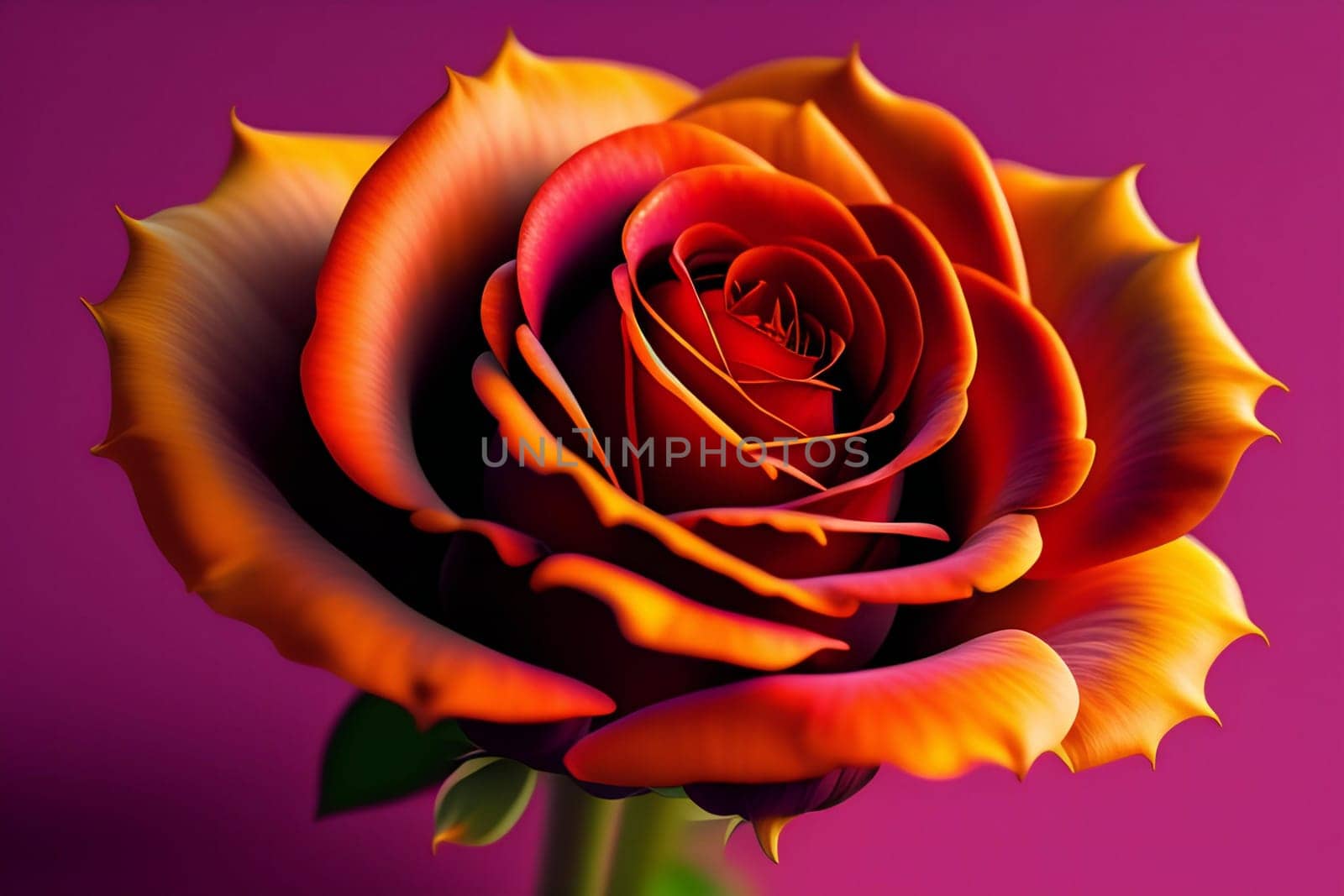 3d illustration of red and yellow rose flowers over dark blue background